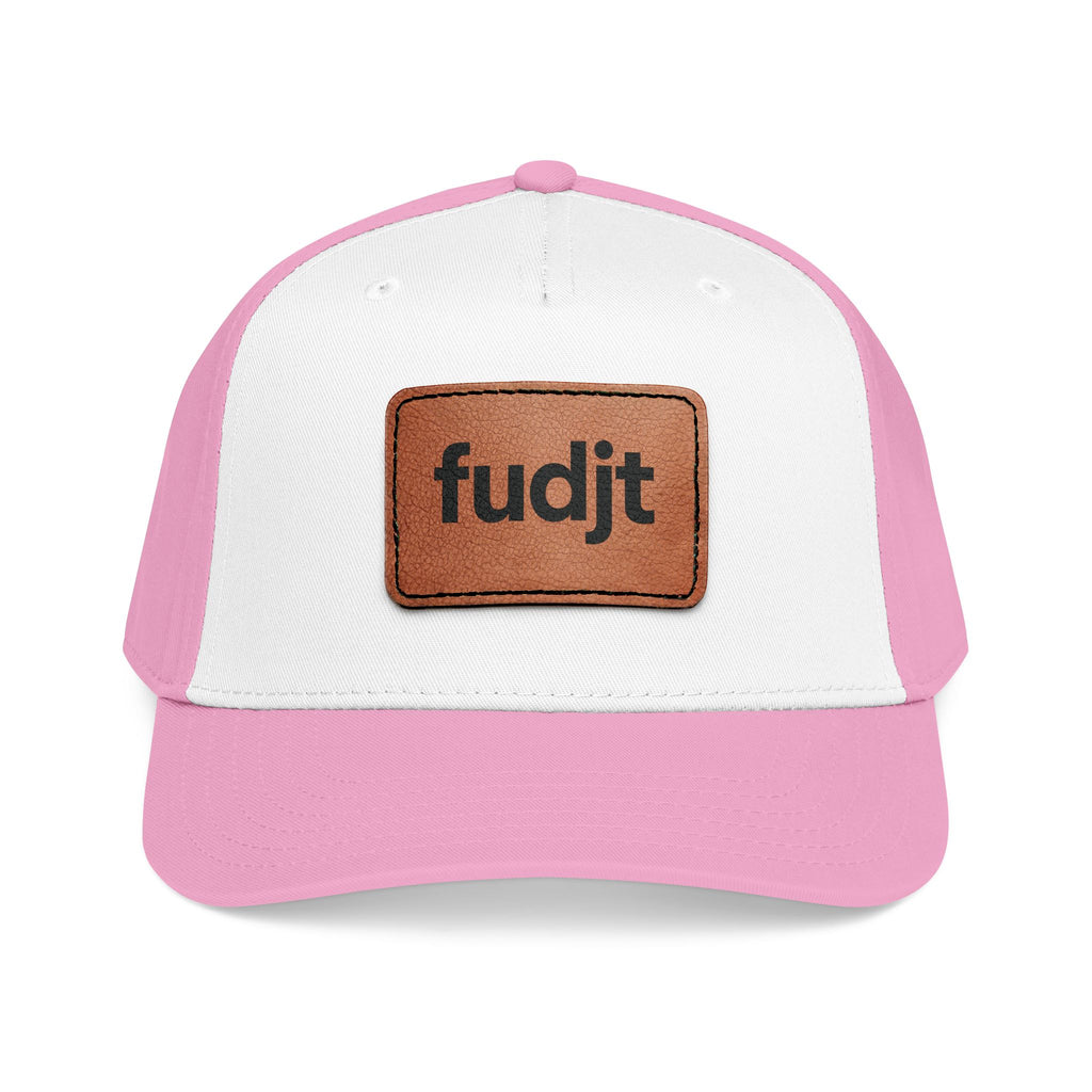 fudjt Leather Patch Baseball Cap — Mid Profile Trucker Hat | 30 Two-Tone Colors
