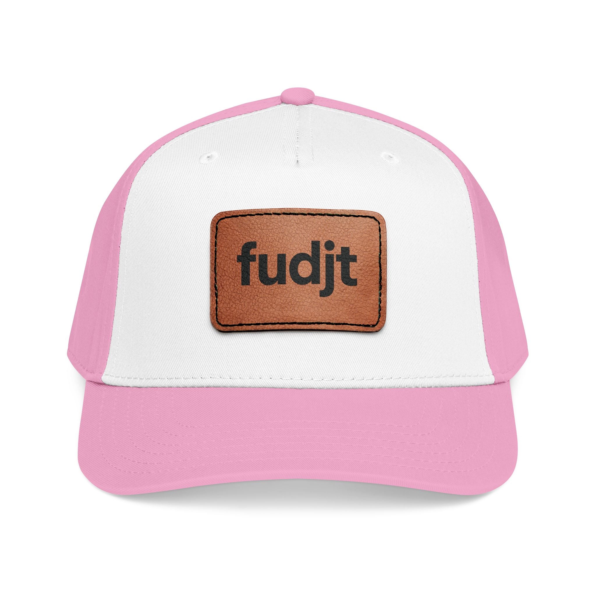 fudjt Leather Patch Baseball Cap — Mid Profile Trucker Hat | 30 Two-Tone Colors