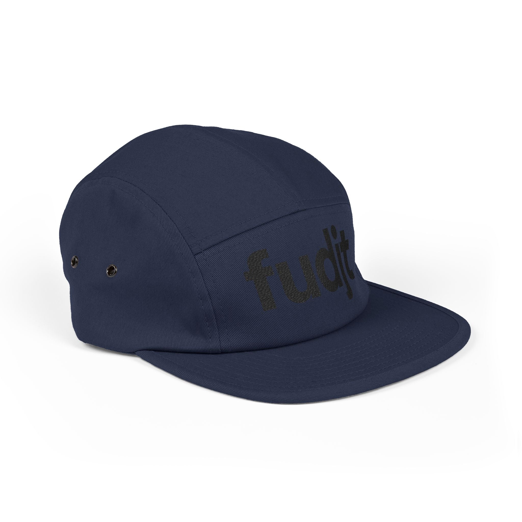 Embroidered 5 Panel Cap - Black fudjt Logo - 6 Colors