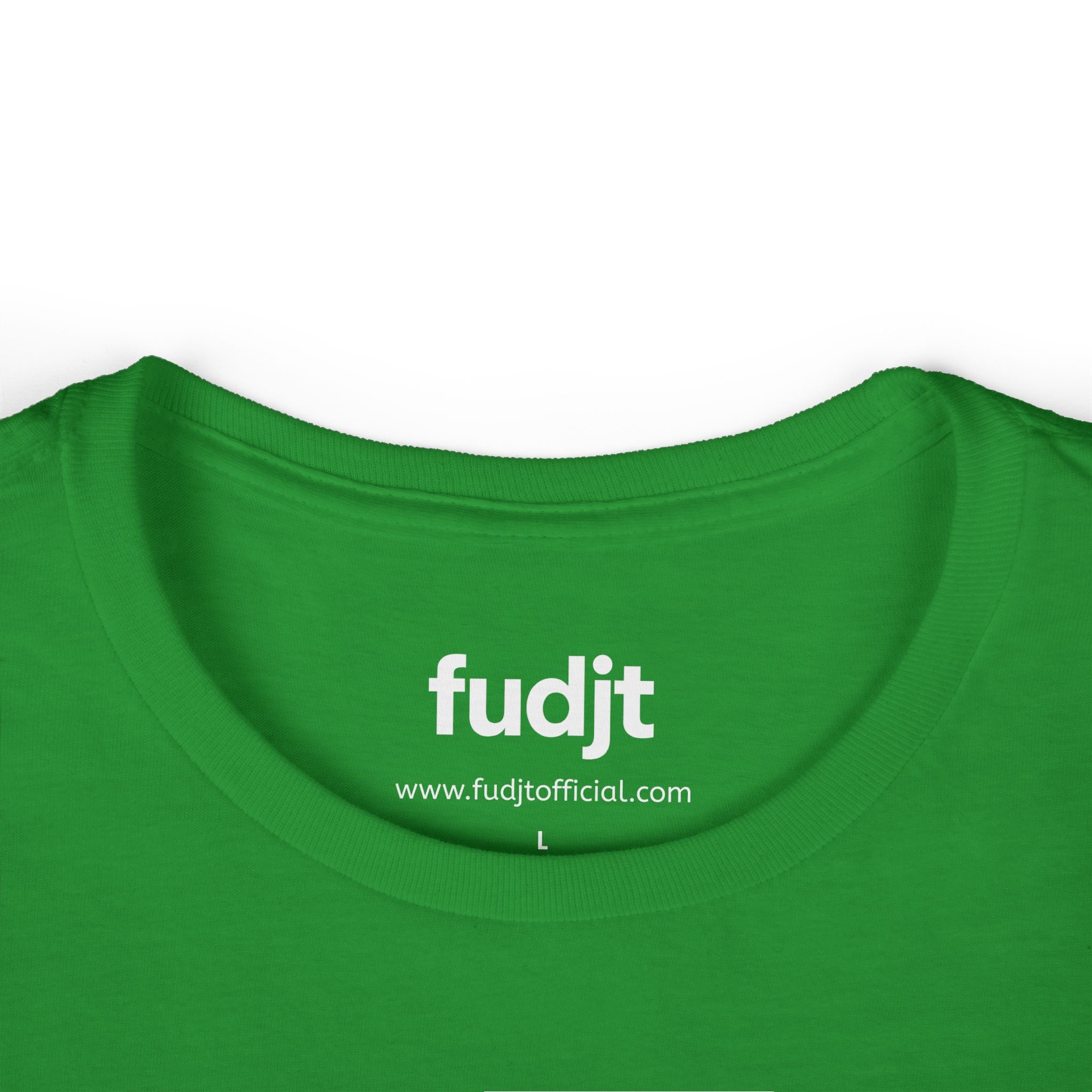 Women's White fudjt logo Comfy Stylie Tee | 12 Colors
