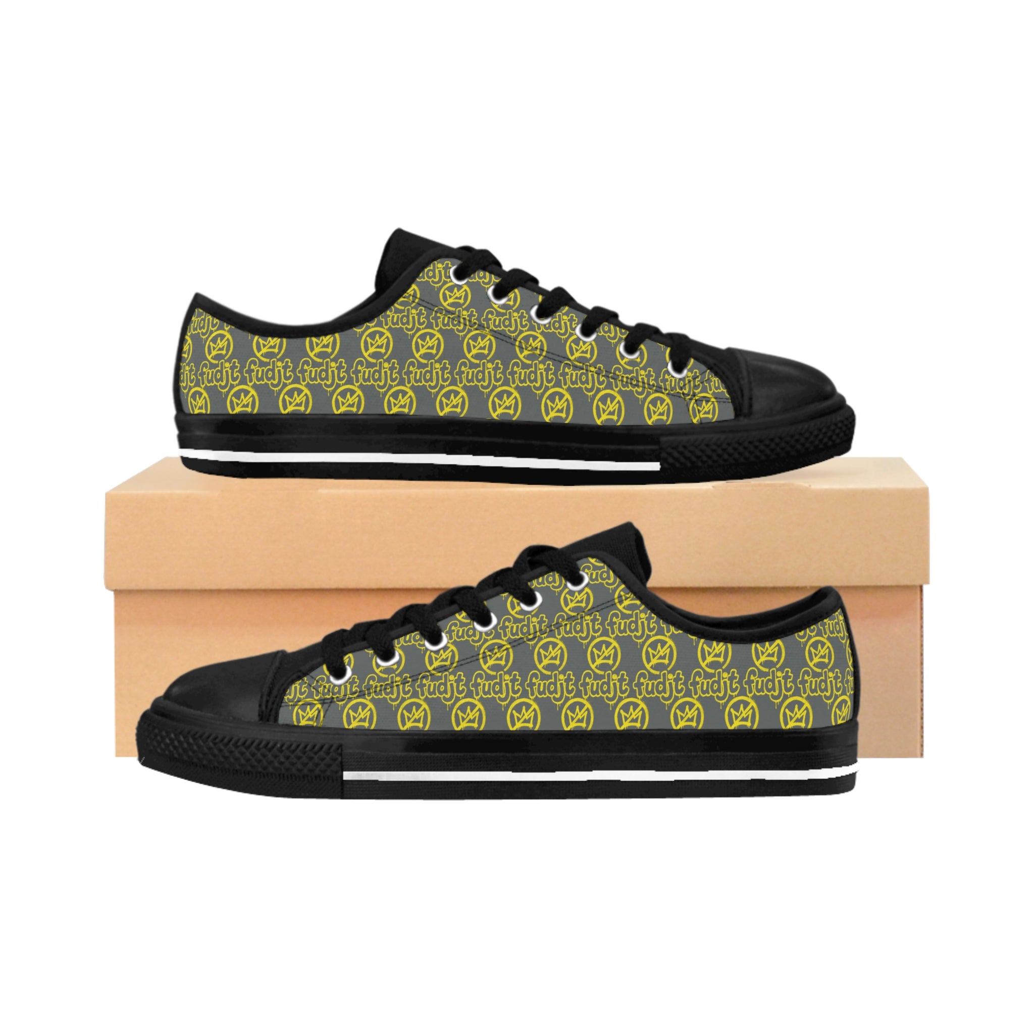 Dark Gray Golden fudjt No Kings Street Style Sneakers | Men & Boys All Over 1 Low Top