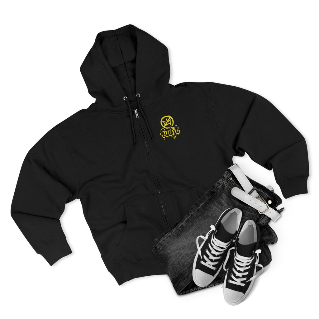 Zip Hoodie with Golden fudjt No Kings | Front & Back Graphic | 9 Colors