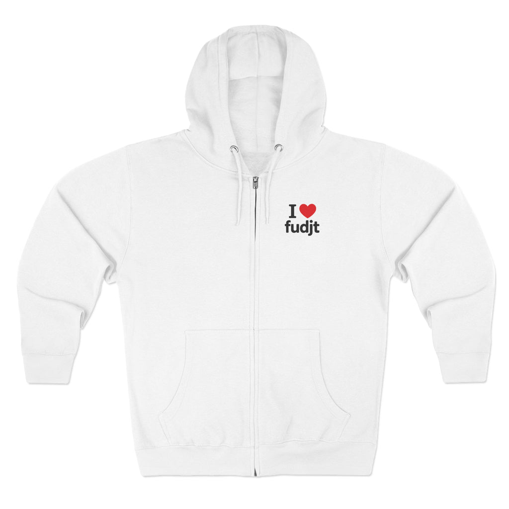 Zip Hoodie with I Heart fudjt + Lady Liberty | Front & Back Graphic | 4 Colors