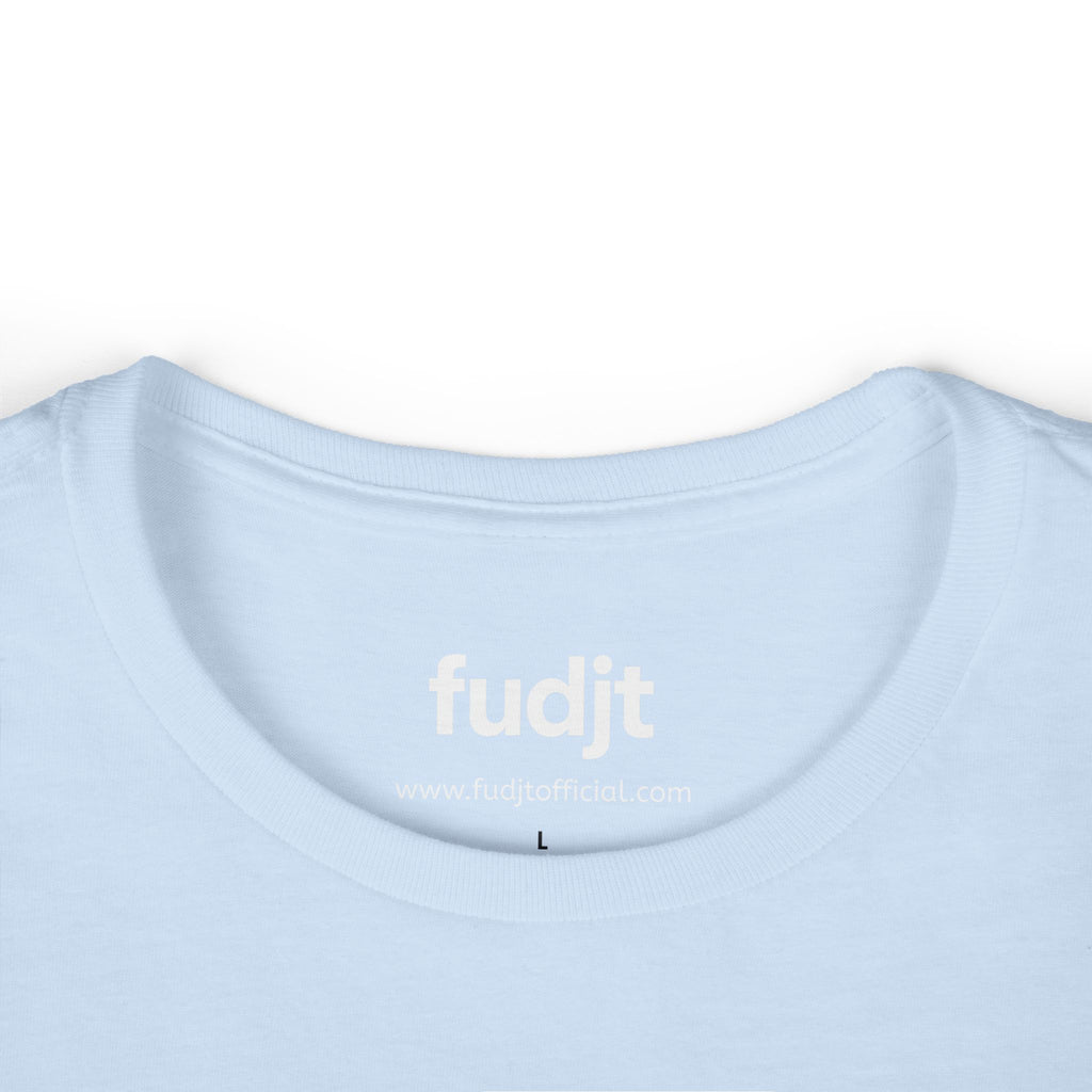 Women's White fudjt logo Comfy Stylie Tee | 12 Colors