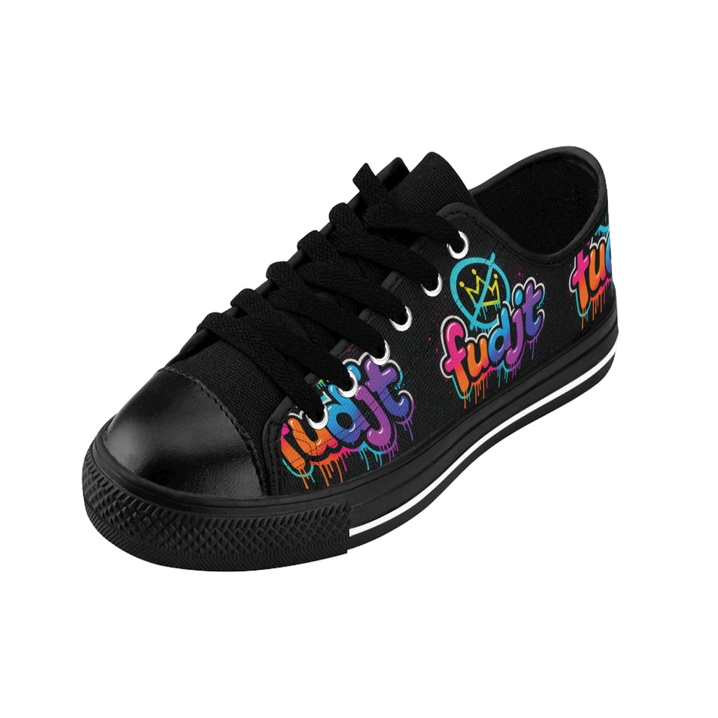fudjt No Kings Clown Town Street Style Sneakers | Women & Girls Black All Over Low Top