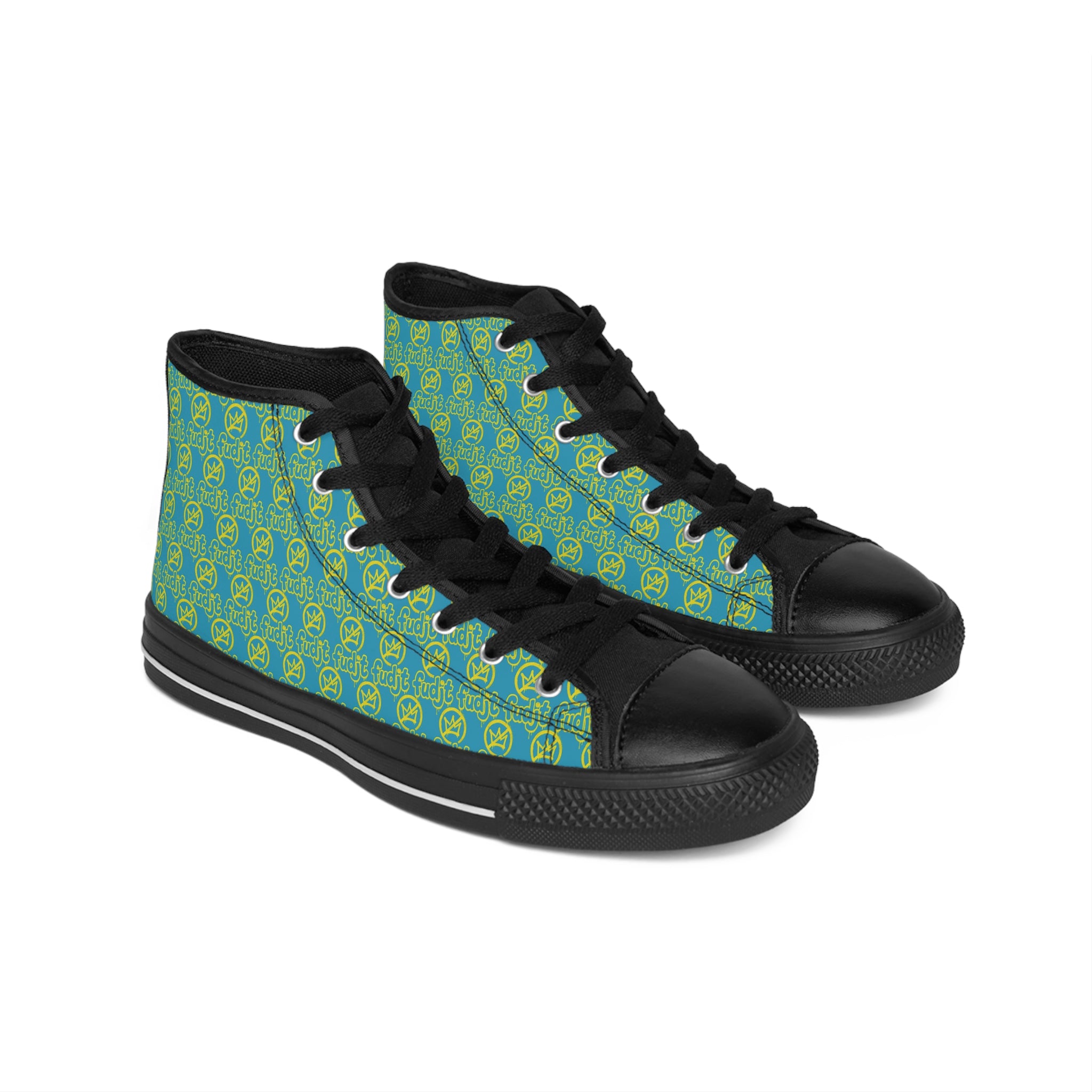 Turquoise Golden fudjt No Kings Street Style Sneakers | Men & Boys 1 High Top
