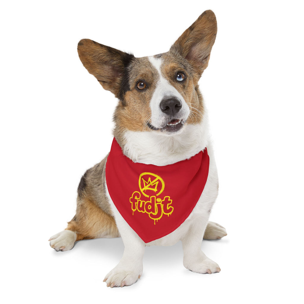 Dark Red Golden fudjt No Kings Bandana Collar for Dogs, Cats & More | 4 Sizes