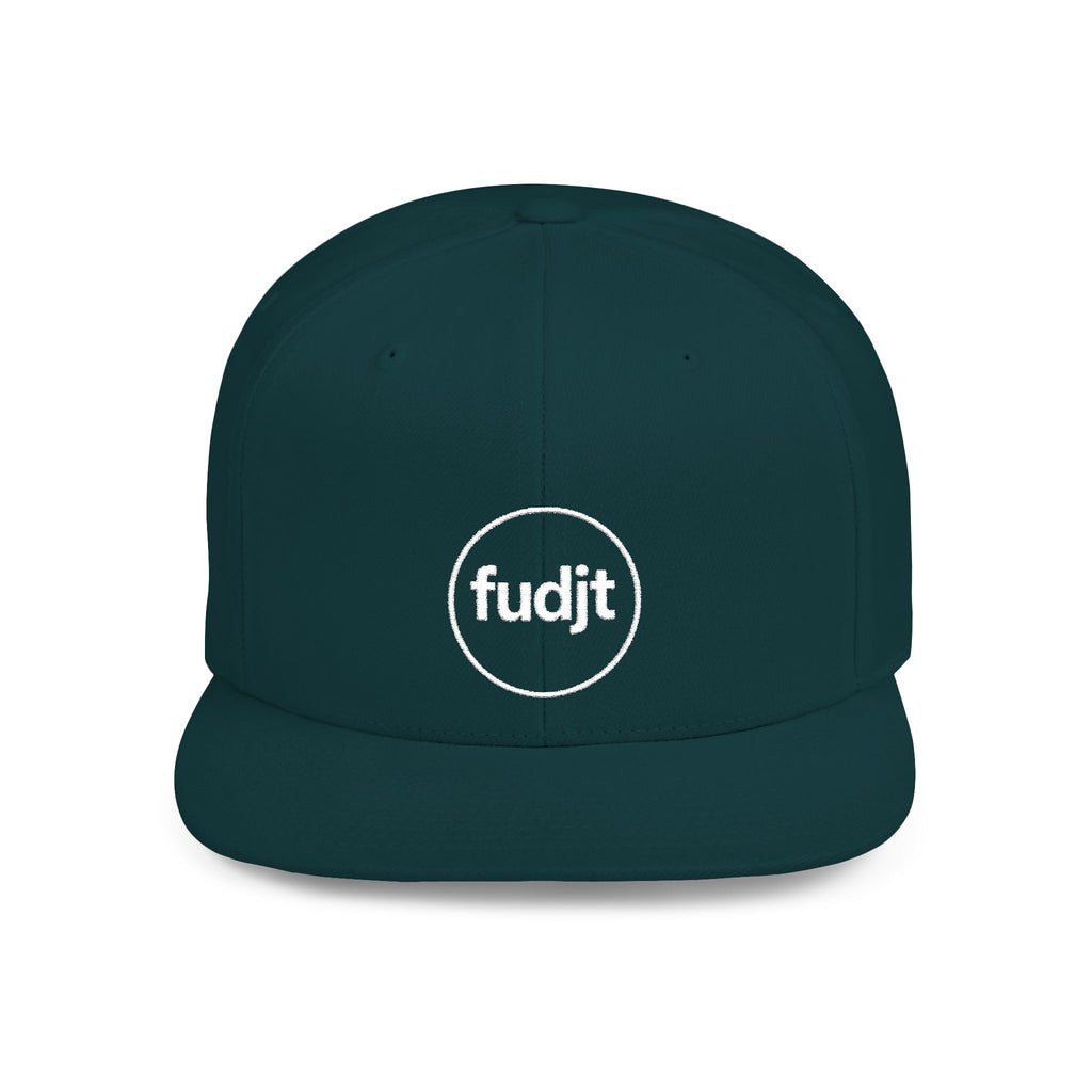 fudjt Circle Flat Bill Snapback Hat | White Embroidery |  14 Colors