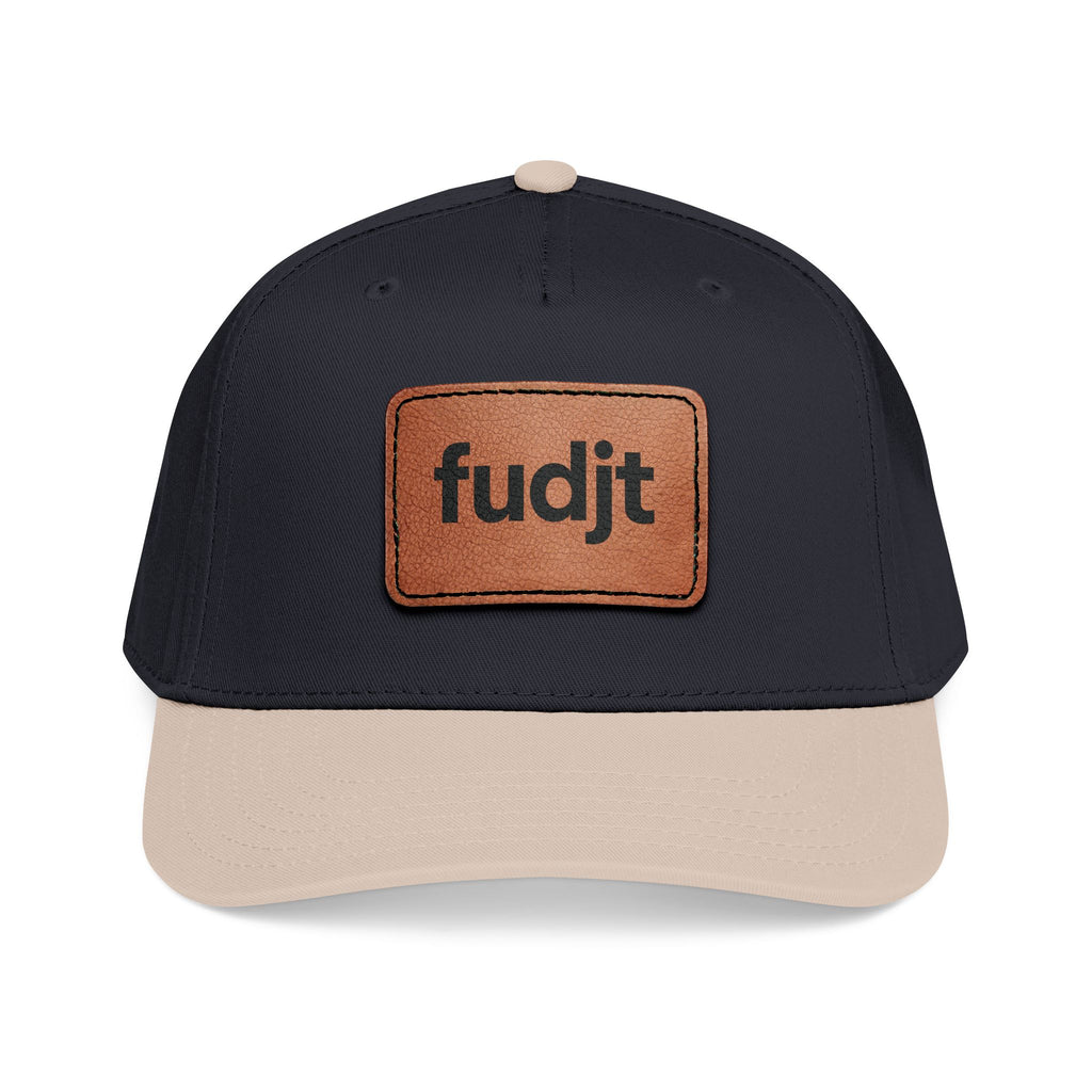 fudjt Leather Patch Baseball Cap — Mid Profile Trucker Hat | 30 Two-Tone Colors