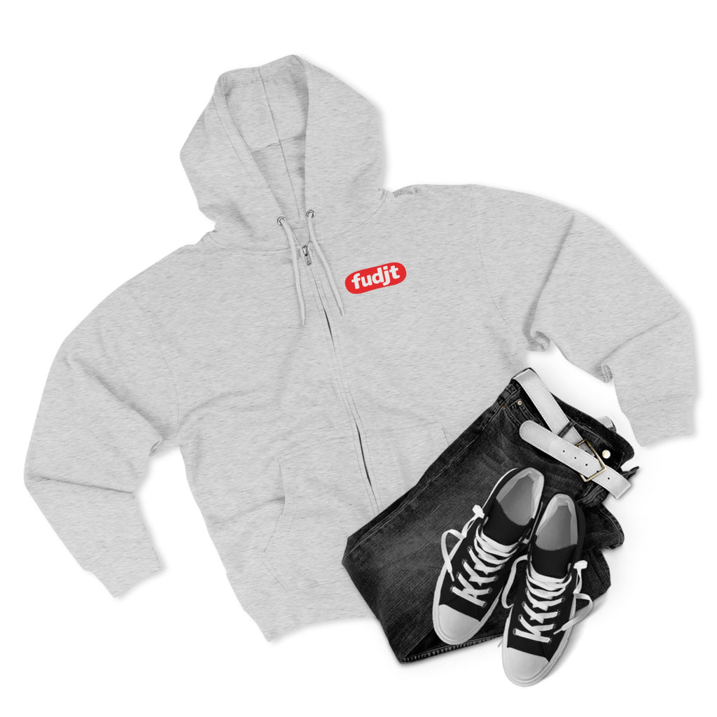 fudjt Anti-Supremacy Red Badge Zip Hoodie | Front & Back Graphic | 8 Colors