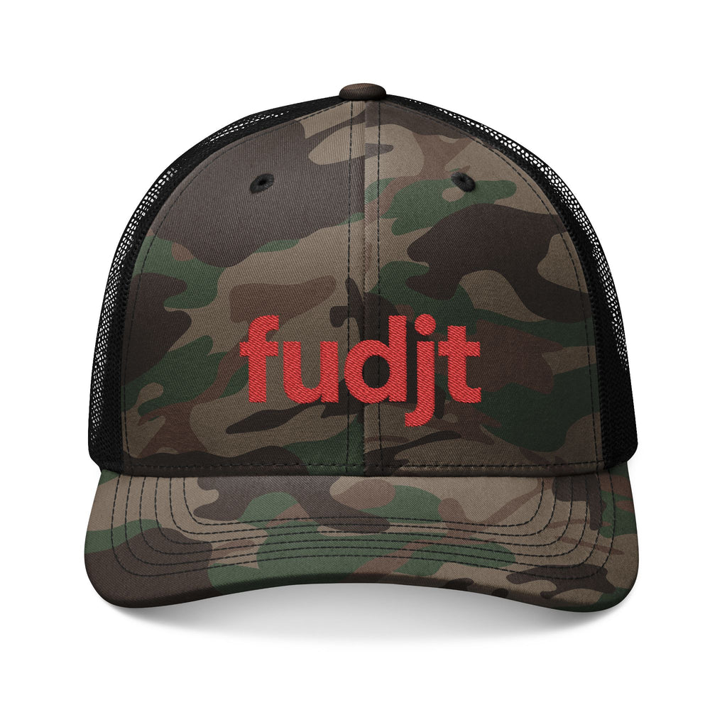 Camouflage Trucker Hat with Red fudjt Logo Embroidery | 3 Colors