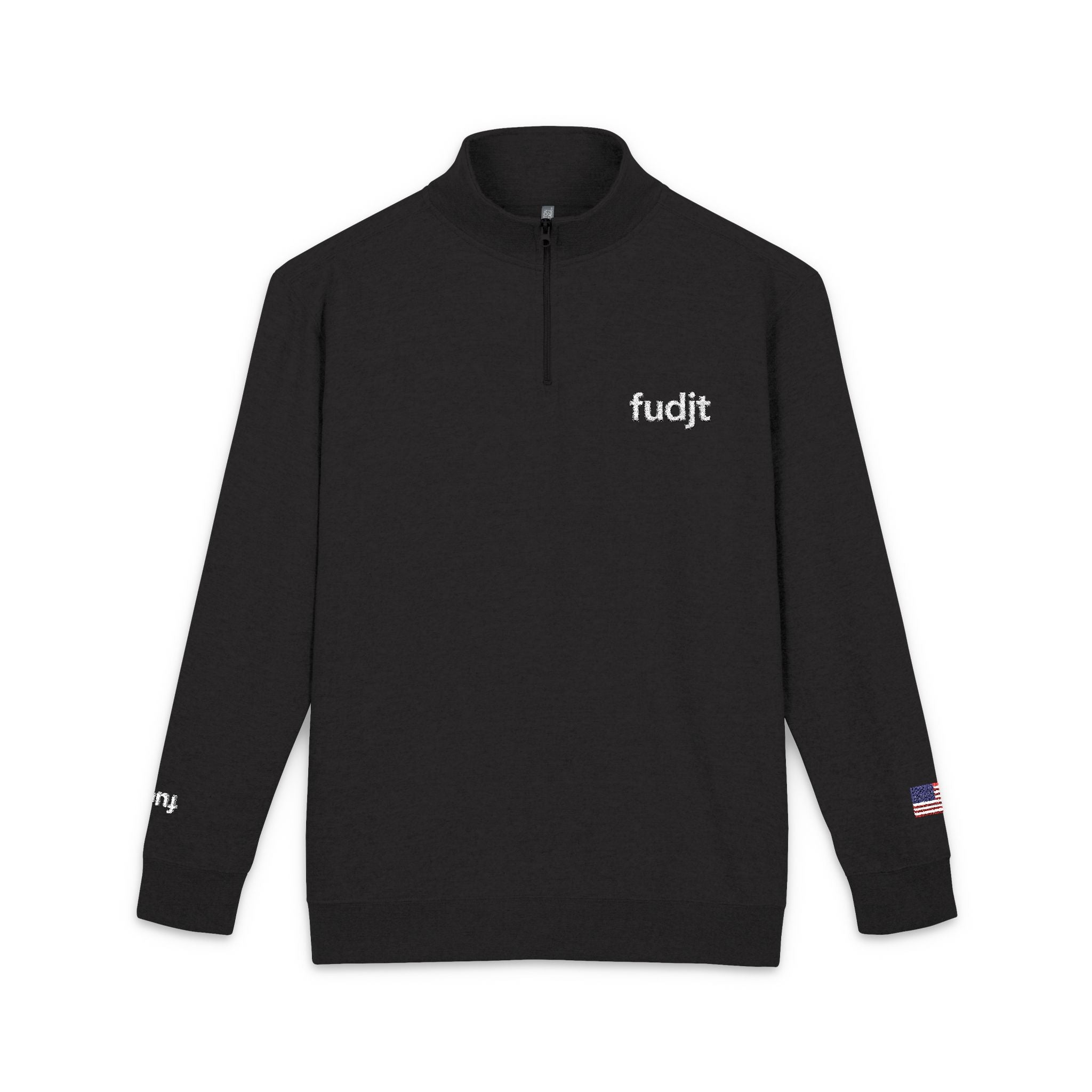 fudjt Rebel Loon Naturescape Embroidered Quarter-Zip Fleece Pullover | Black