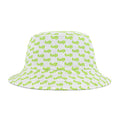 Trendy Lime Green fudjt All Over on White Bucket Hat