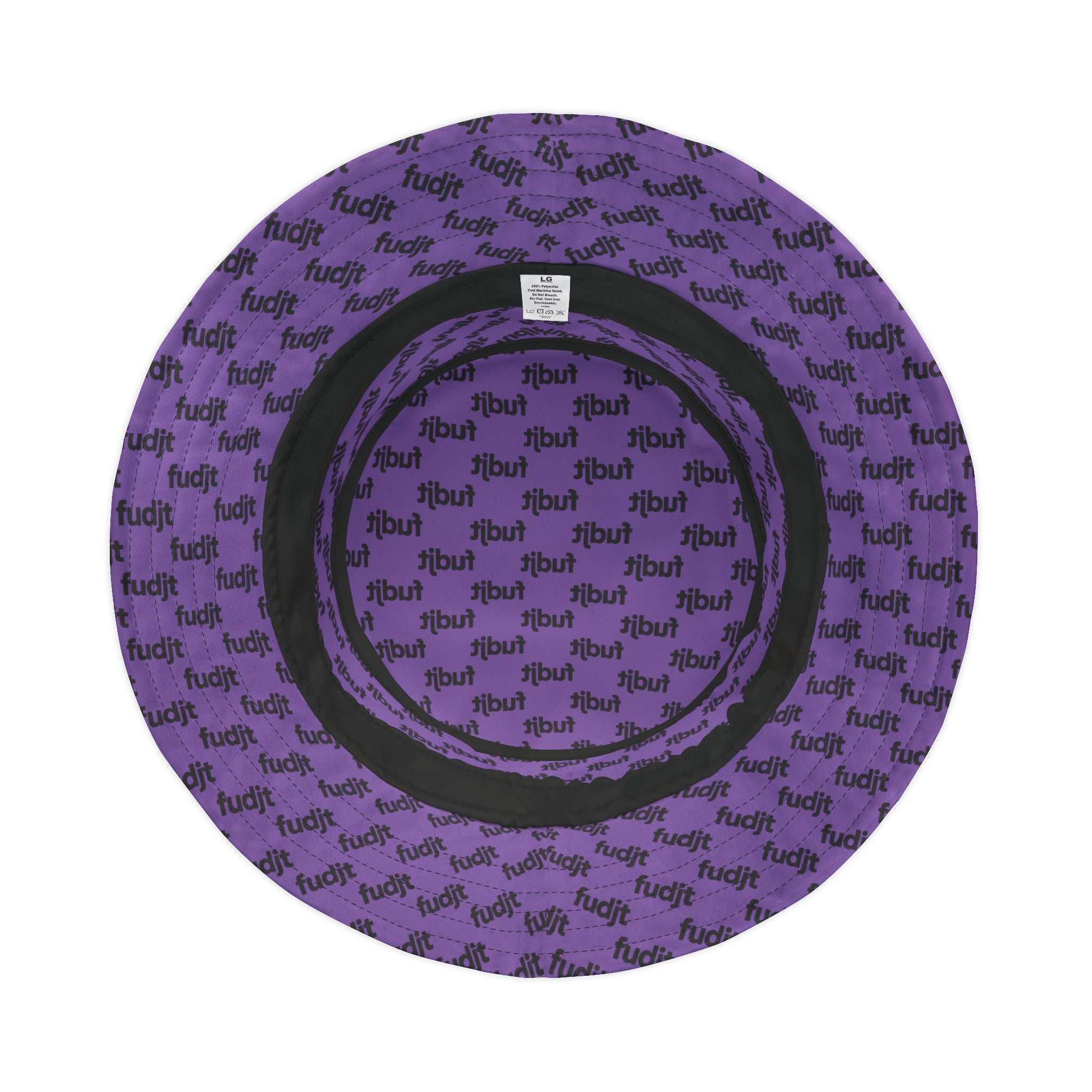 Trendy Black fudjt All Over Light Purple Bucket Hat