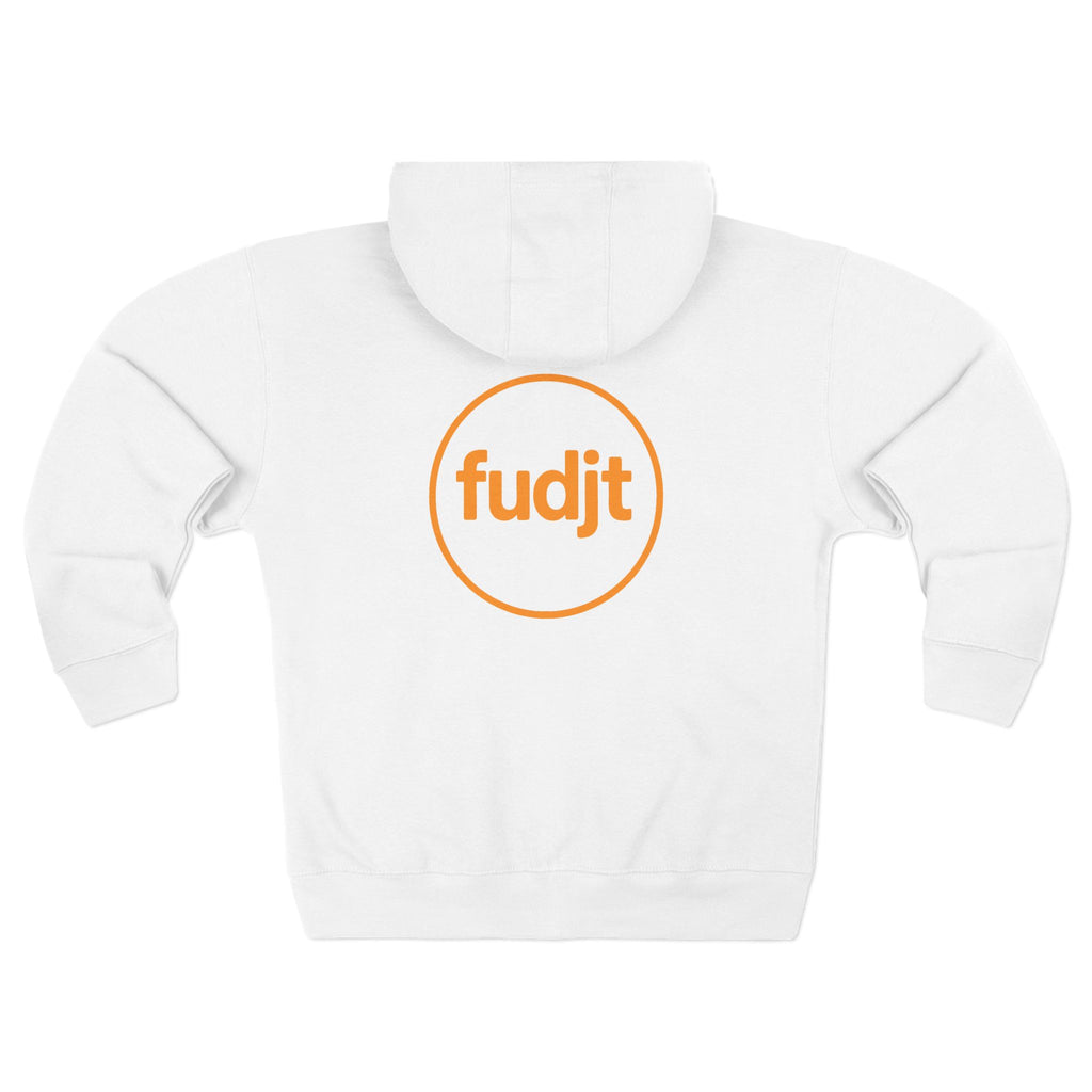 Orange fudjt Circle Zip Hoodie | Front & Back Graphic | 9 Colors