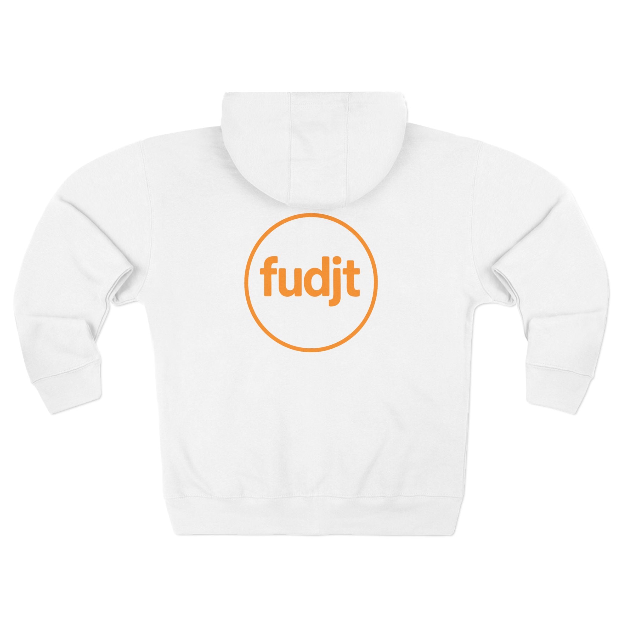 Orange fudjt Circle Zip Hoodie | Front & Back Graphic | 9 Colors