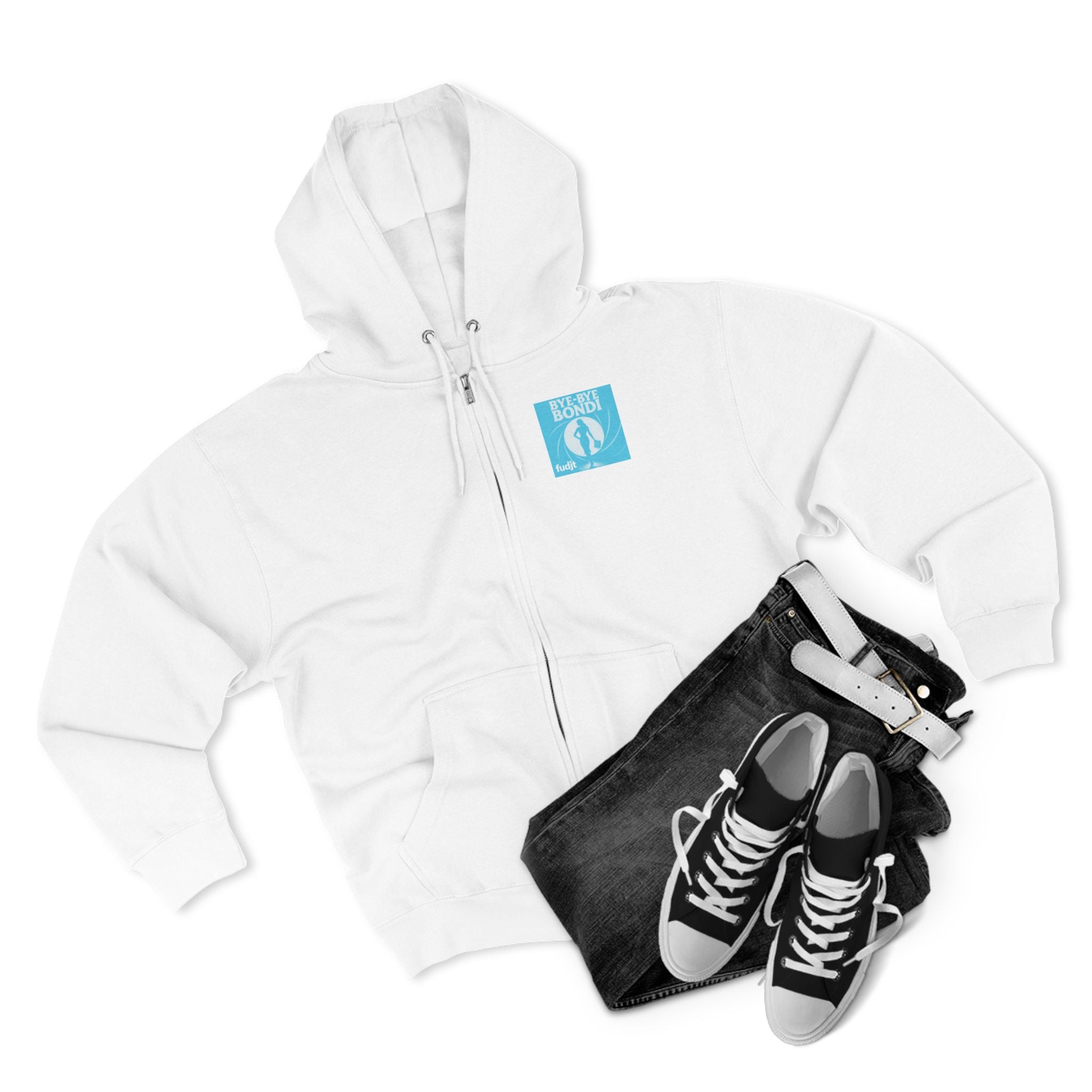 Bye-Bye Bondi | Blue Smoke Screen Retro fudjt Zip Hoodie | Front & Back Graphic | 8 Colors