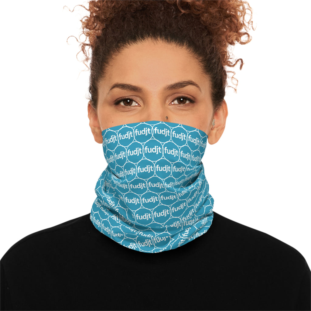 Turquiose & White fudjt Unbroken Chain 1.25 Neck Gaiter