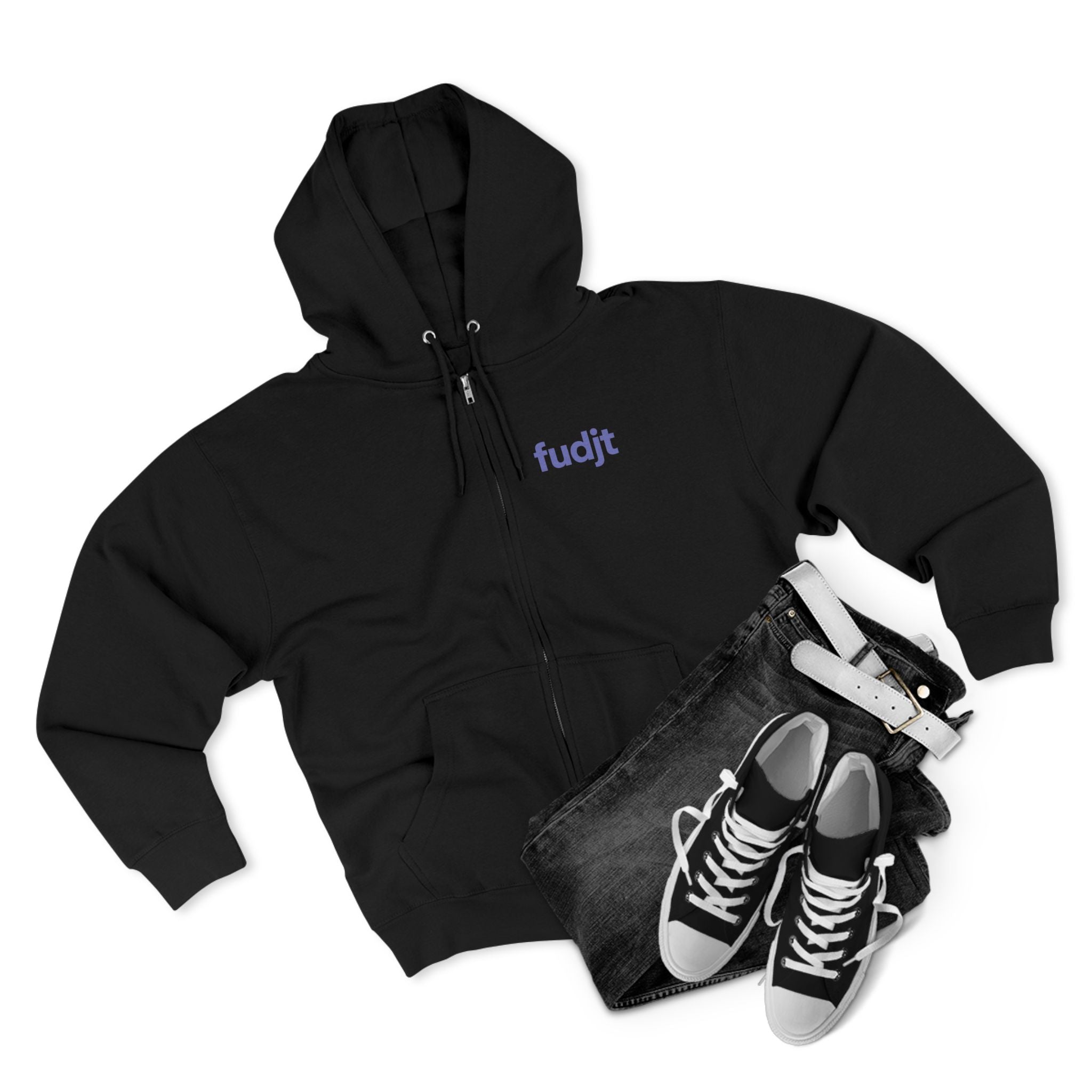 Zip Hoodie with Bigfoot Rising Backside + Light Blue fudjt on Front | 8 Colors