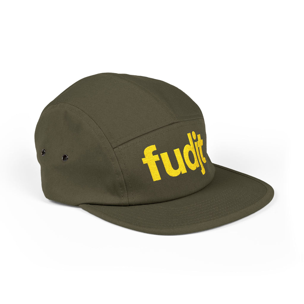 Embroidered 5 Panel Cap - Gold fudjt Logo - 7 Colors