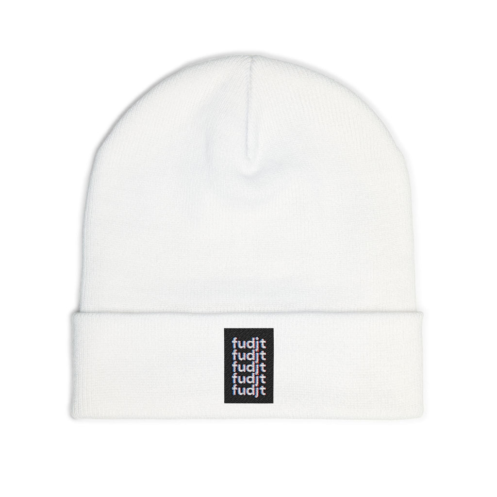 Stacked fudjt Knit Beanie | Black White Embroidery | 6 Colors