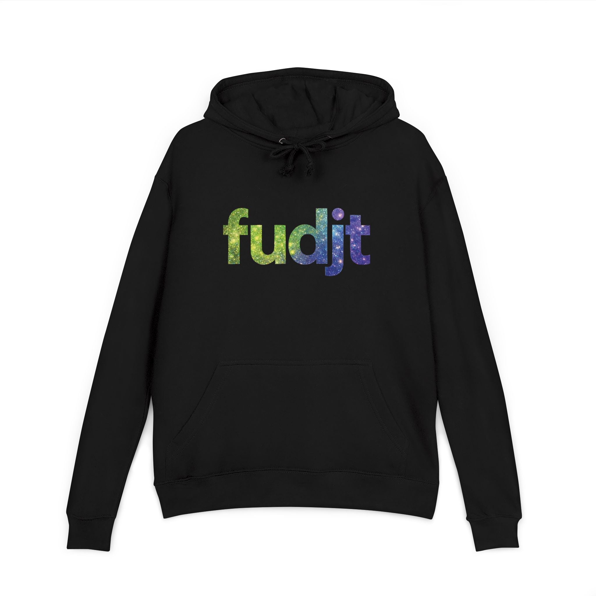 fudjt Galaxy French Terry Hoodie | Colorful Space Text | 6 Colors