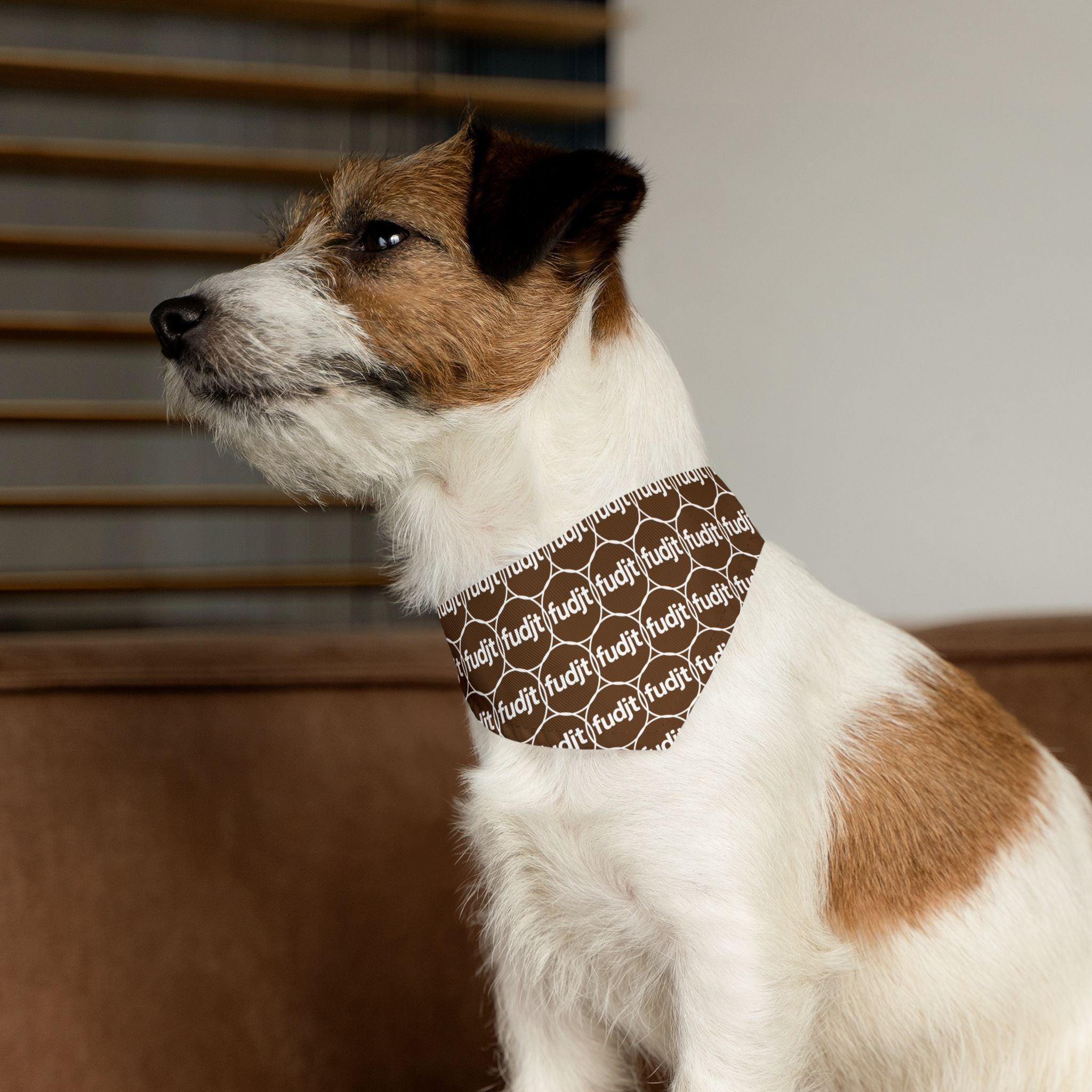 Brown fudjt Unbroken Chain 1.25  Bandana Collar for Dogs, Cats & More | 4 Sizes