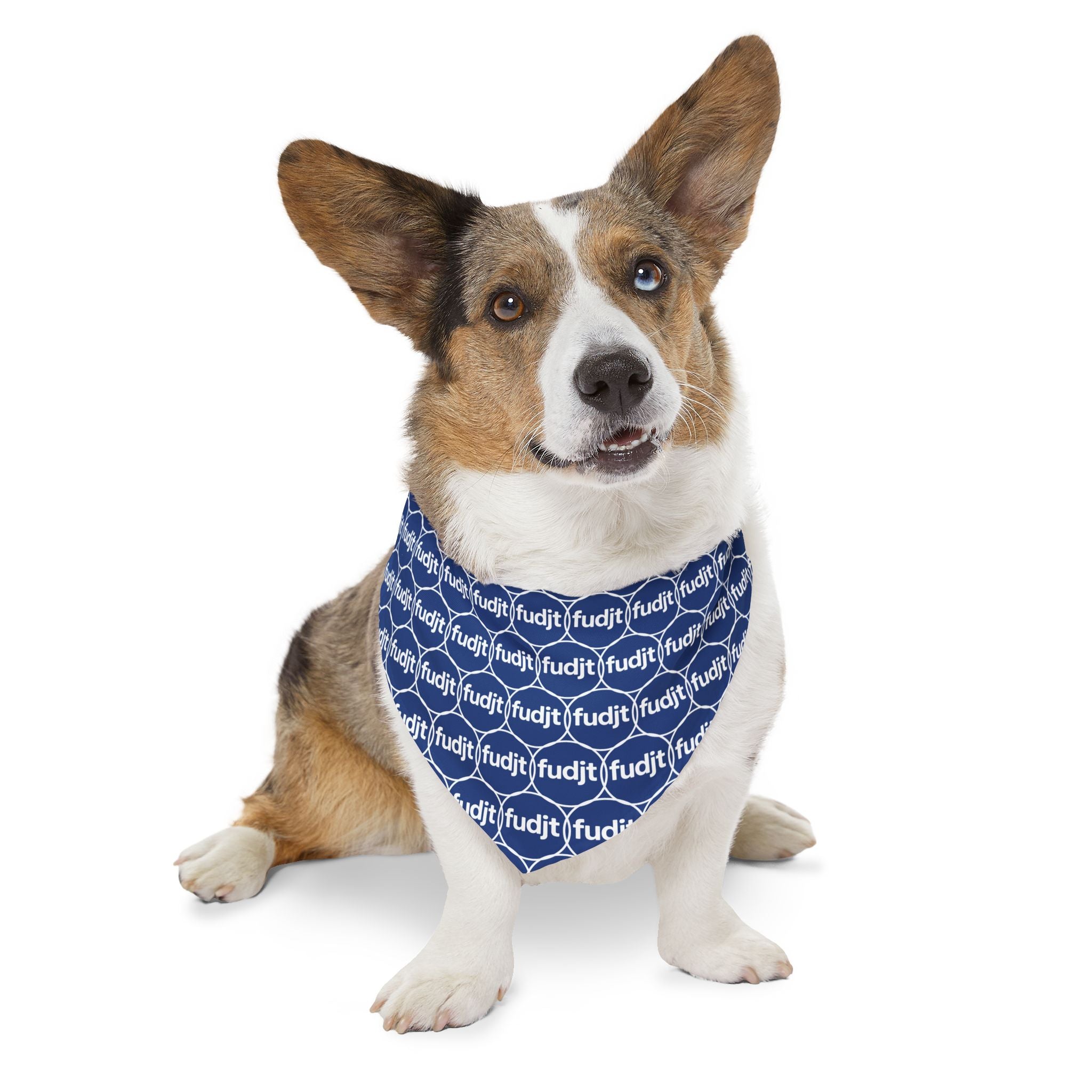 Dark Blue fudjt Unbroken Chain 1.25  Bandana Collar for Dogs, Cats & More | 4 Sizes