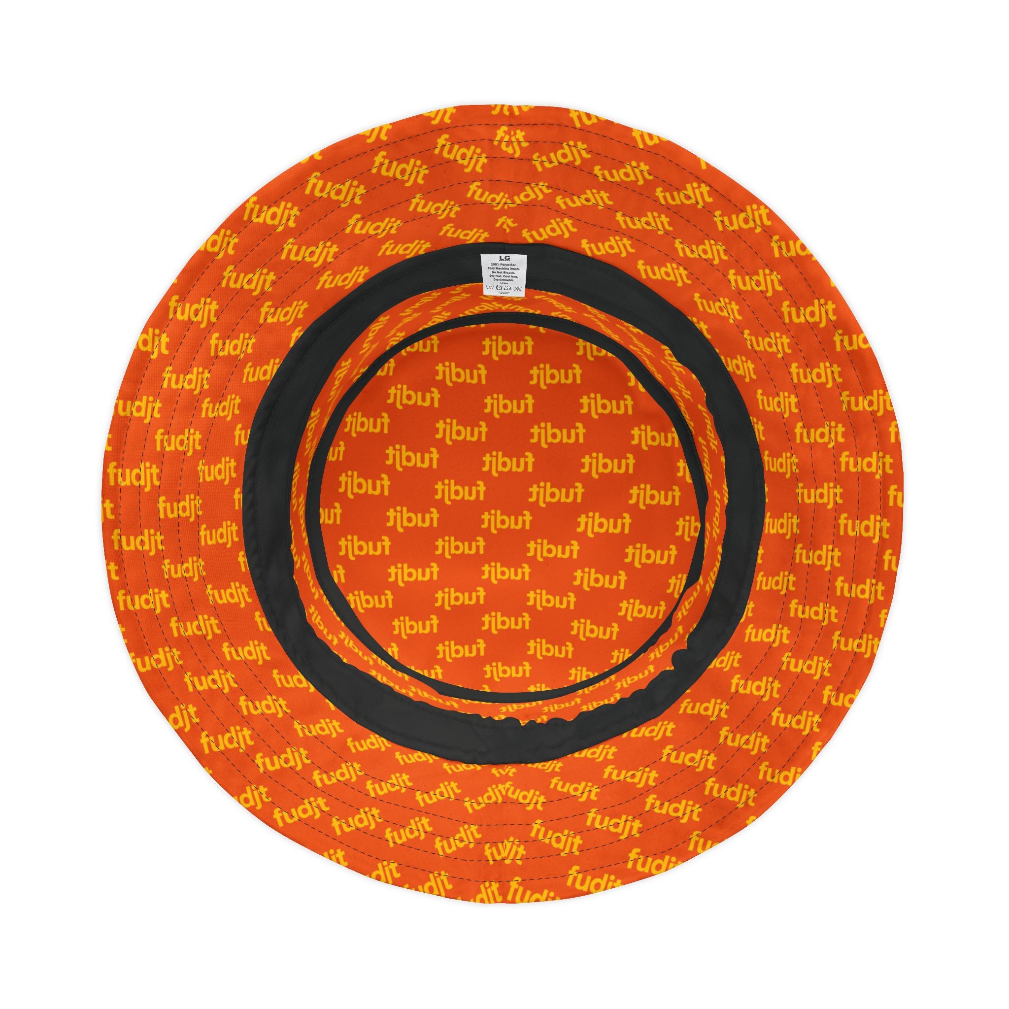 Trendy Yellow fudjt All Over on Orange Bucket Hat