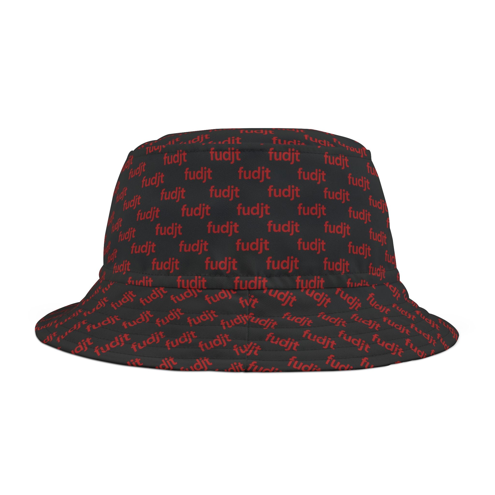 Trendy Red fudjt All Over on Black Bucket Hat