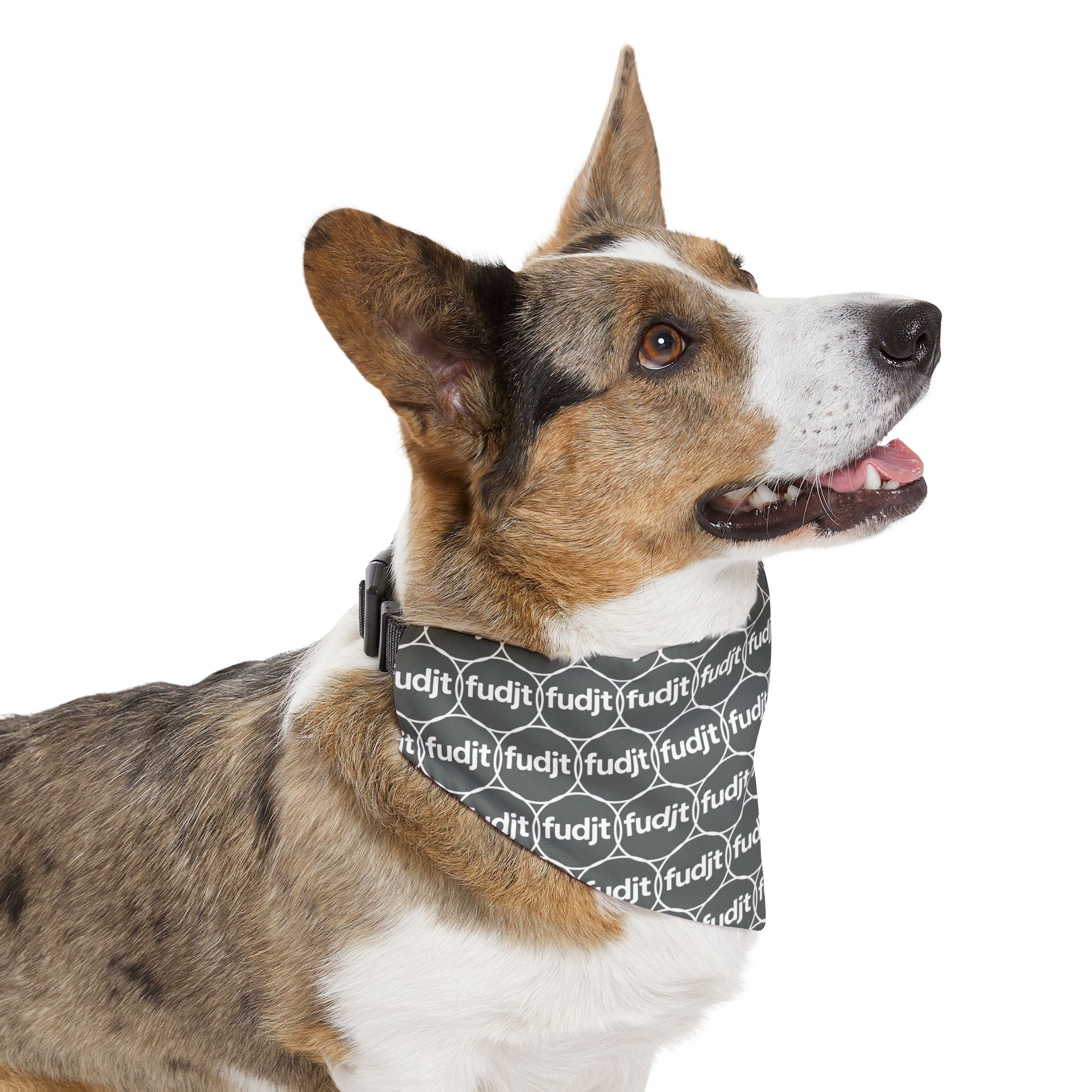 Dark Gray fudjt Unbroken Chain 1.25  Bandana Collar for Dogs, Cats & More | 4 Sizes