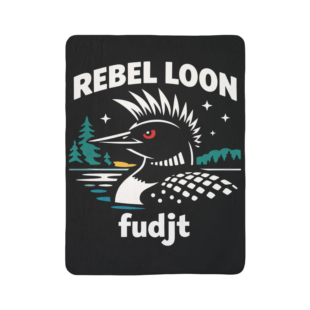 Rebel Loon fudjt Fleece Blanket — Retro Loon Nature Sherpa Throw | 2 Colors, 2 Sizes