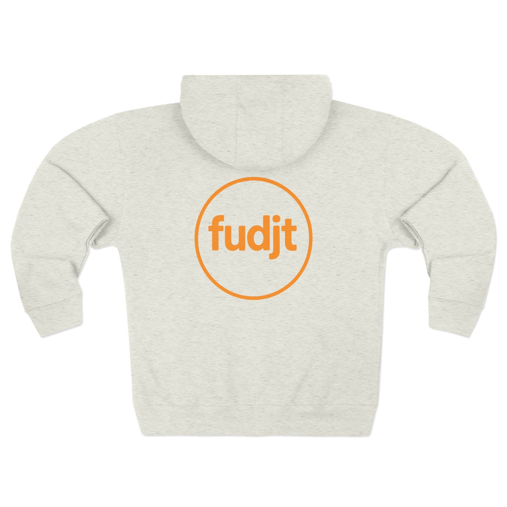Orange fudjt Circle Zip Hoodie | Front & Back Graphic | 8 Colors