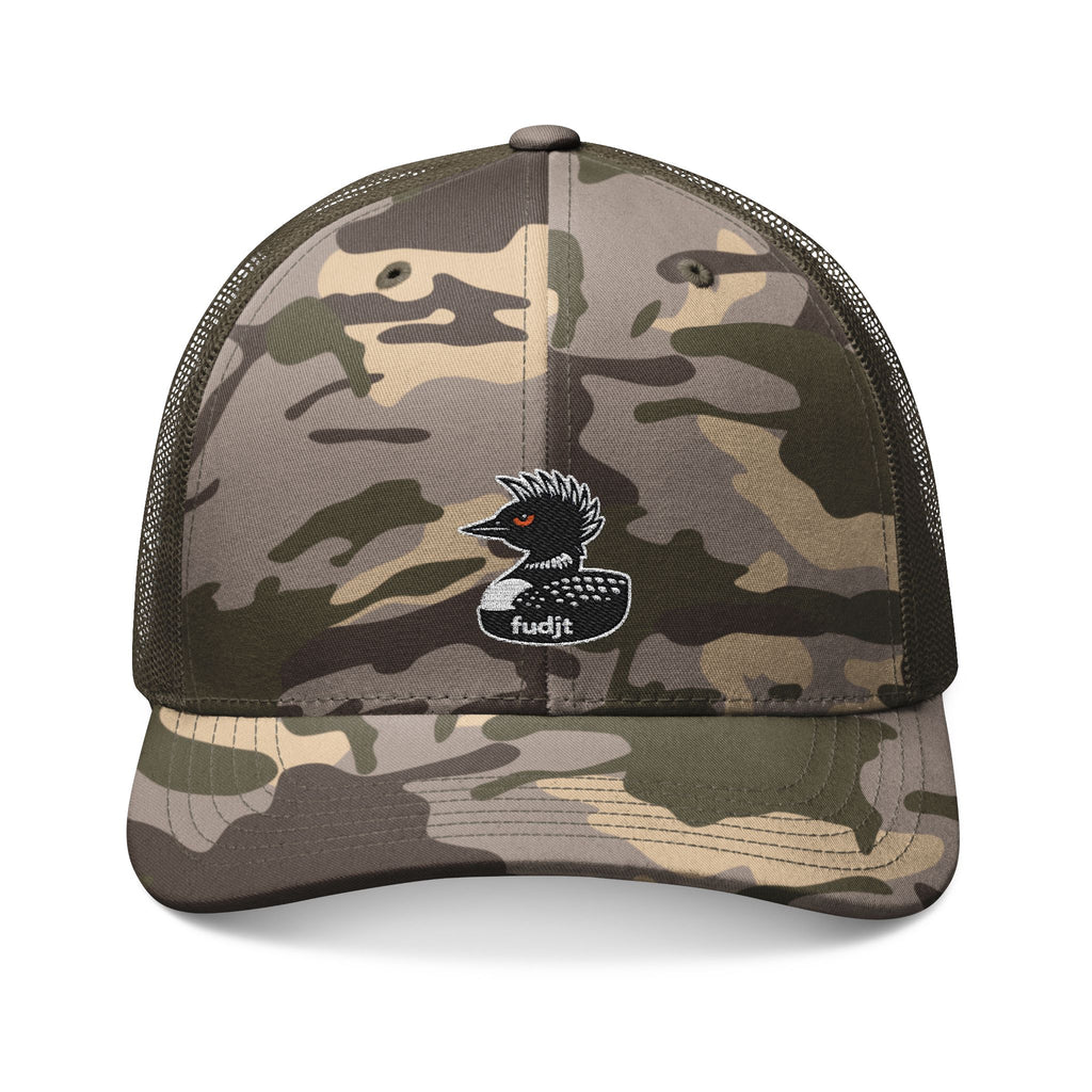 Camouflage Trucker Hat with fudjt Rebel Loon Decoy Embroidery | 3 Colors