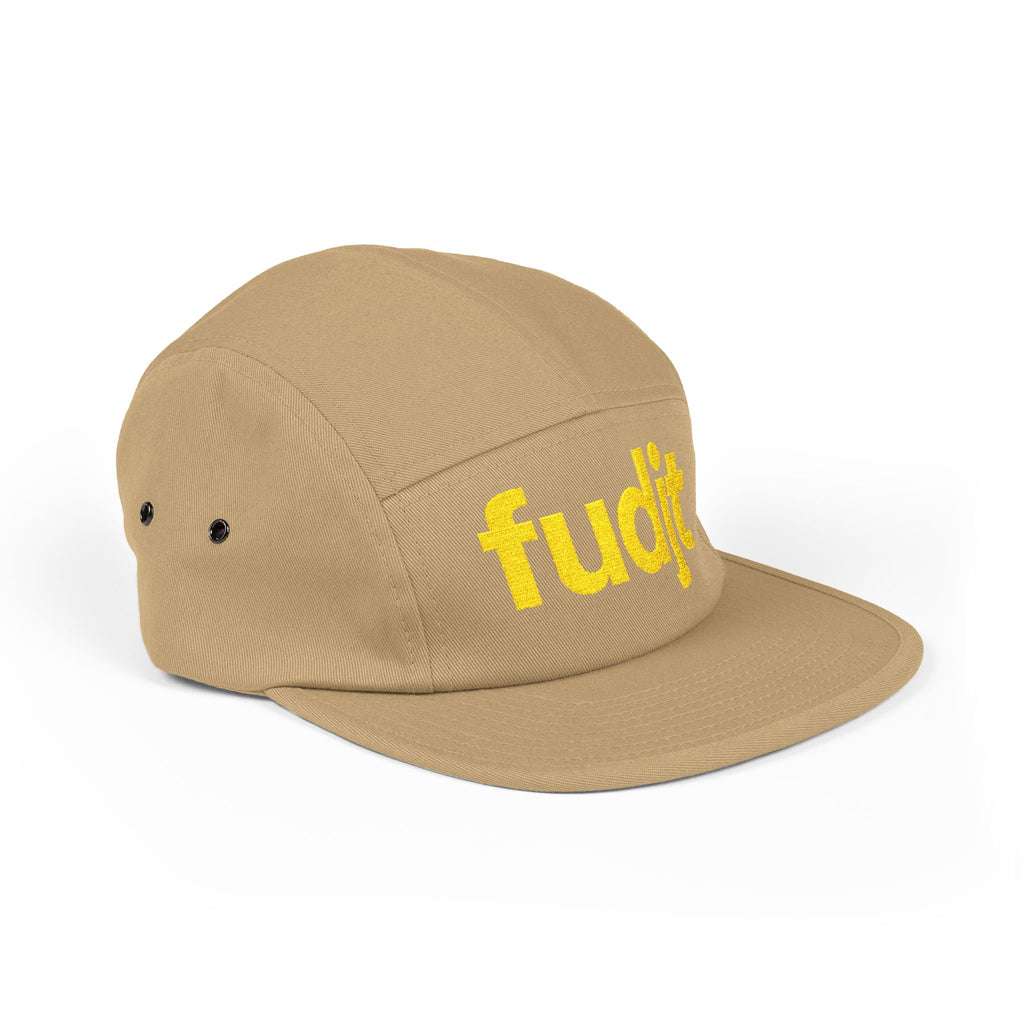 Embroidered 5 Panel Cap - Gold fudjt Logo - 7 Colors