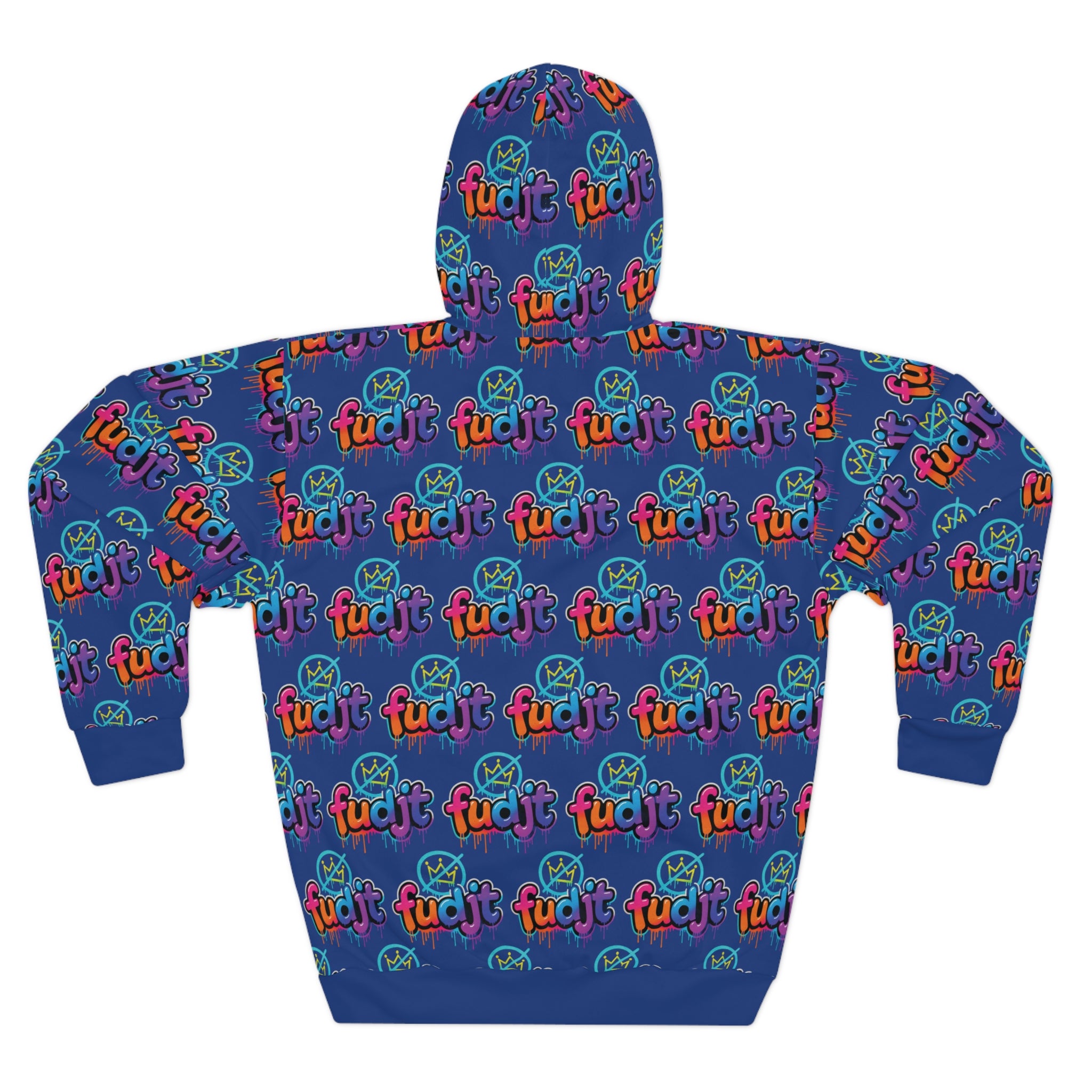 fudjt No Kings Clown Town Hoodie | All Over Dark Blue 5