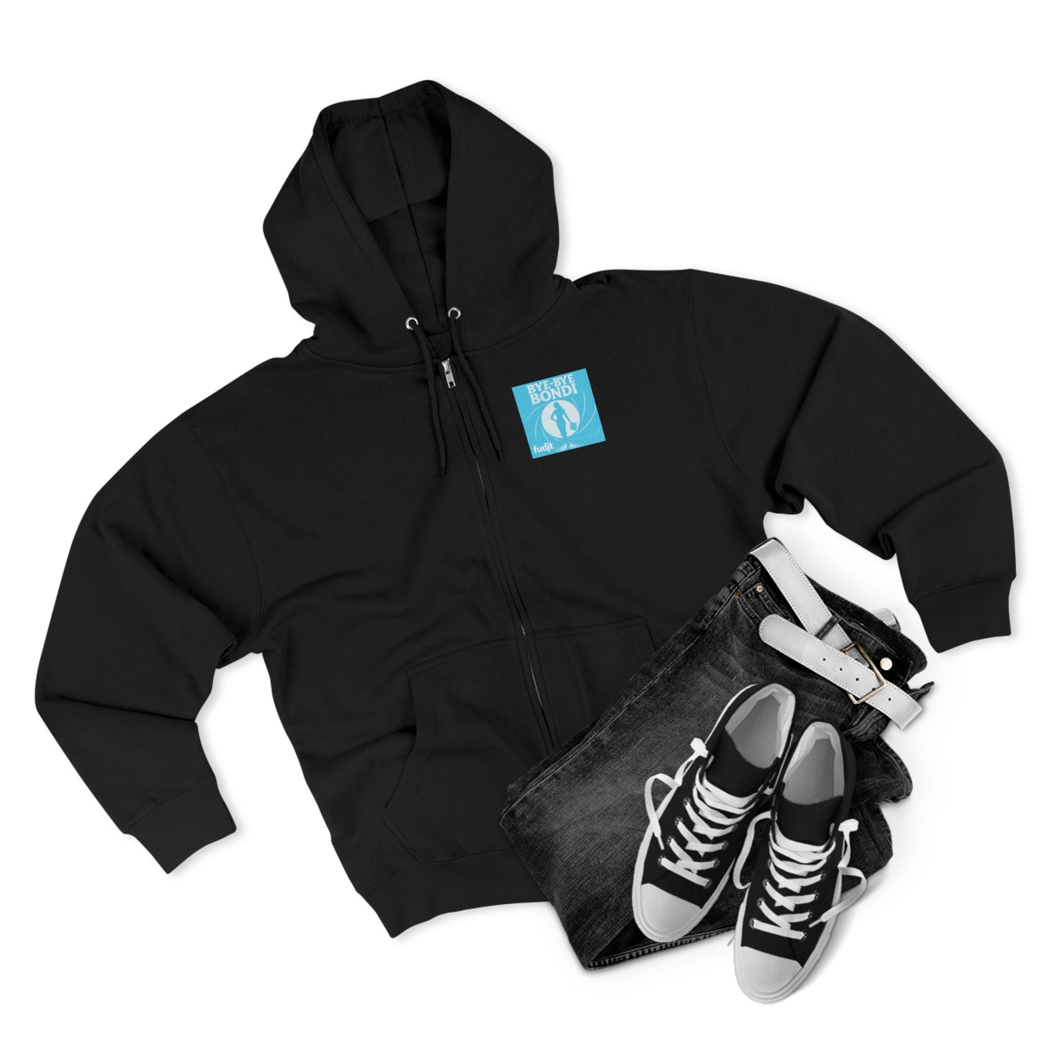 Bye-Bye Bondi | Blue Smoke Screen Retro fudjt Zip Hoodie | Front & Back Graphic | 8 Colors
