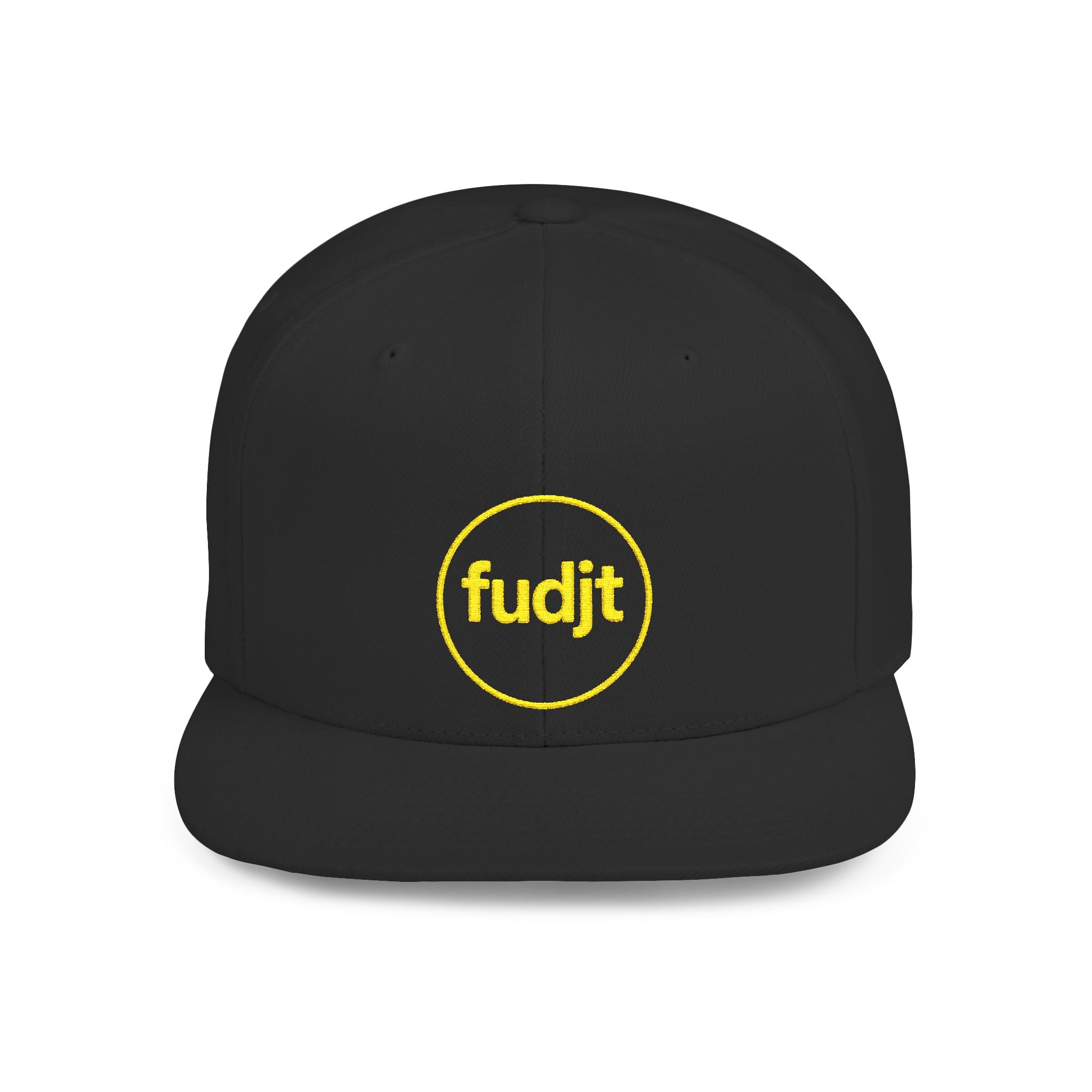 fudjt Circle Flat Bill Snapback Hat | Golden Yellow Embroidery |  14 Colors