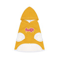 Yellow fudjt Pet Hoodie with Pink Drip Design