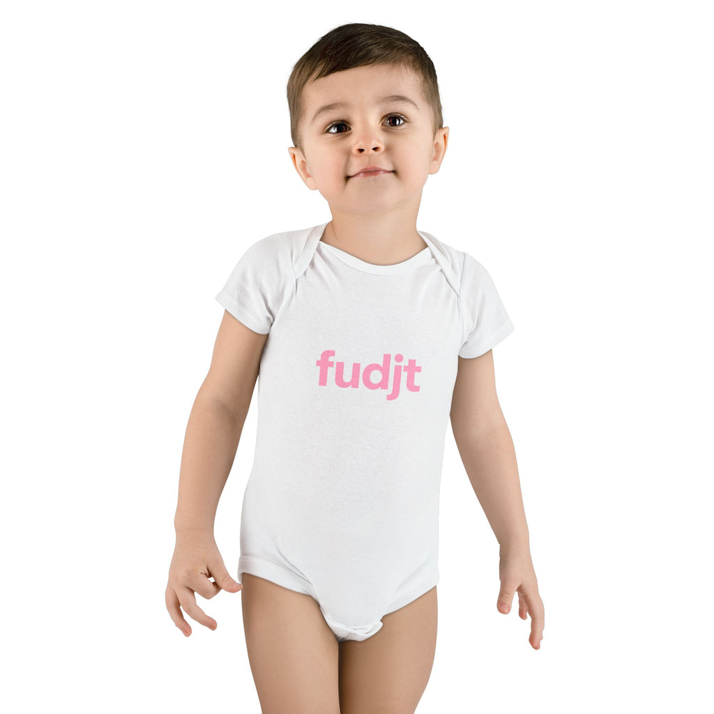 Organic Baby Onesie - Pink fudjt design