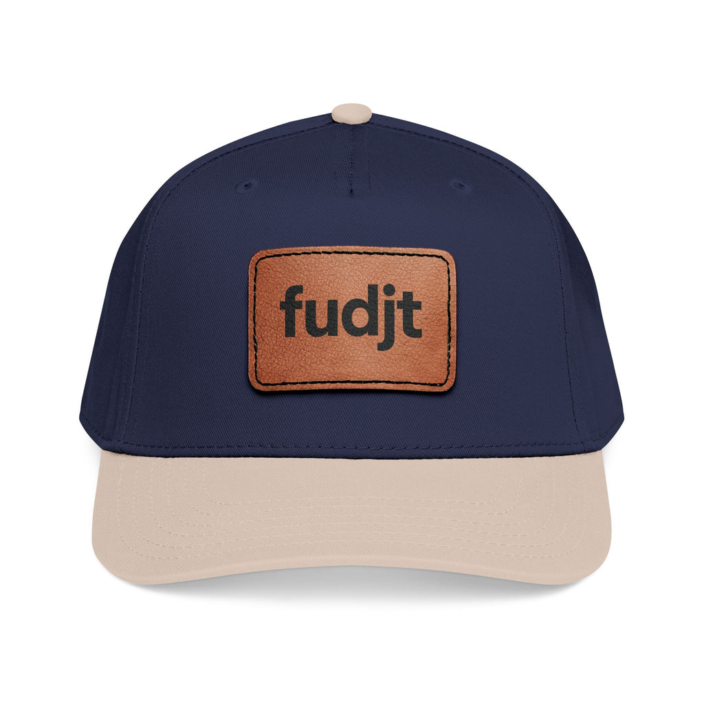 fudjt Leather Patch Baseball Cap — Mid Profile Trucker Hat | 30 Two-Tone Colors