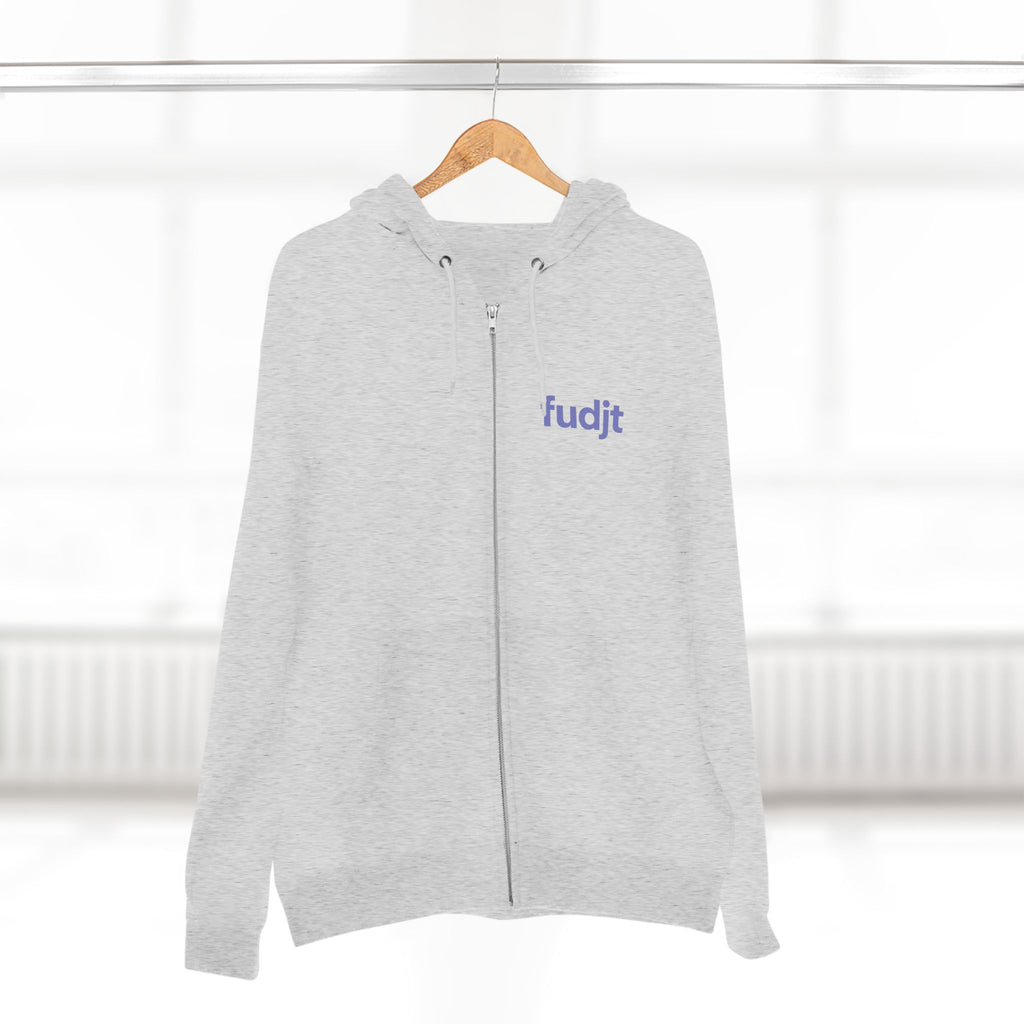 Zip Hoodie with Bigfoot Rising Backside + Light Blue fudjt on Front | 8 Colors