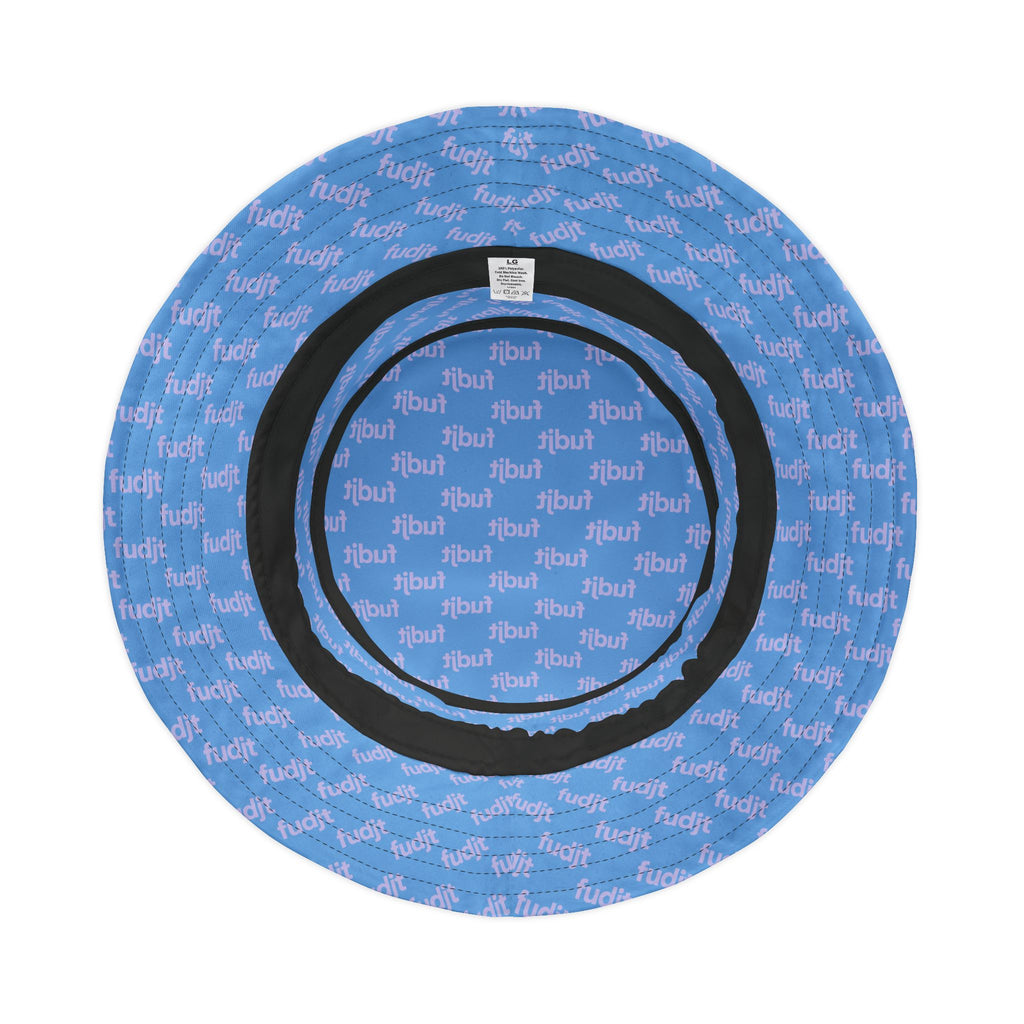 Trendy Lavender fudjt All Over on Light Blue Bucket Hat