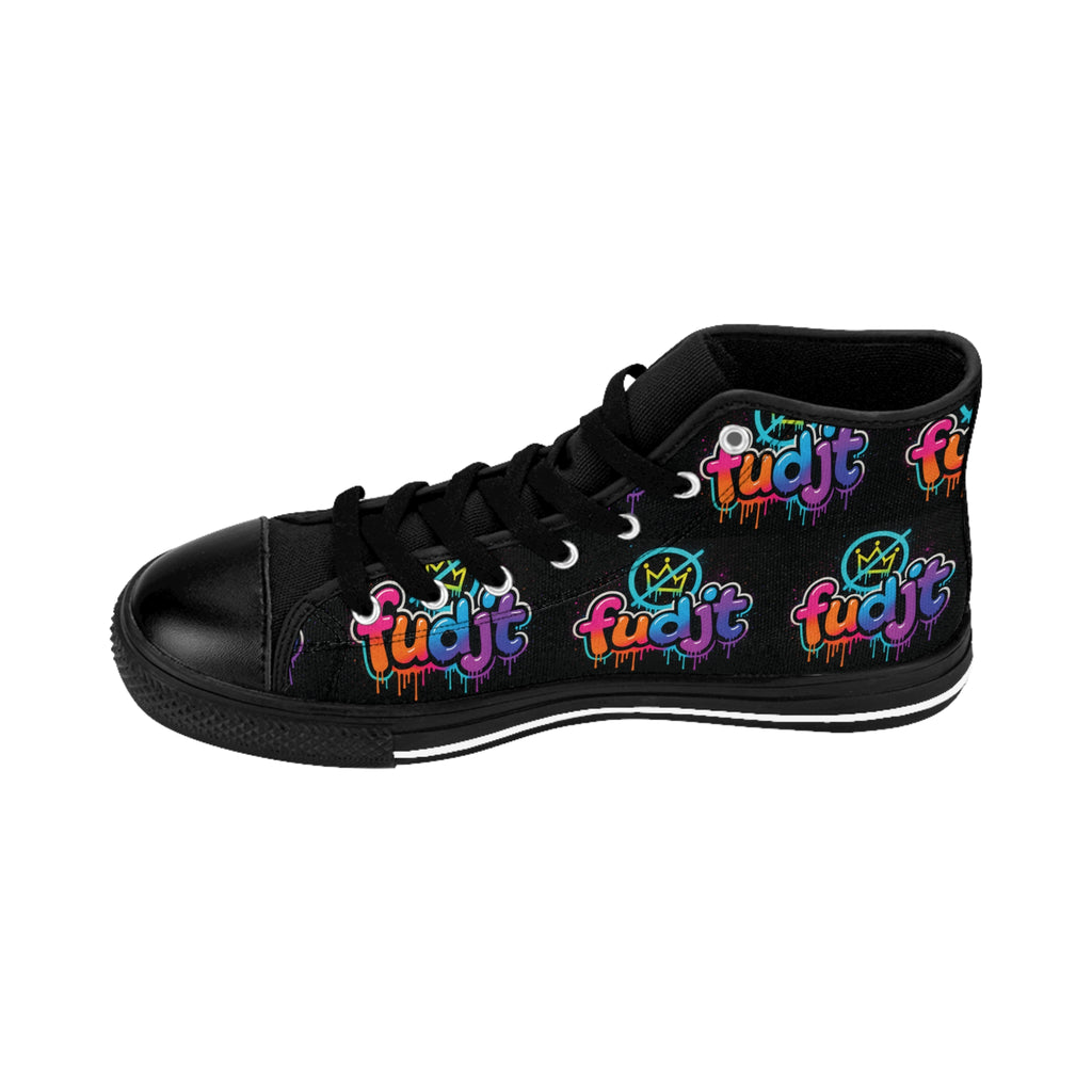 fudjt No Kings Clown Town Street Style Sneakers | Men & Boys Black All Over High Top