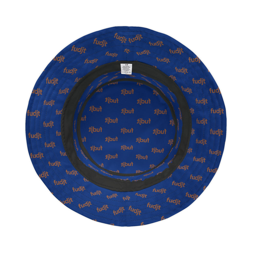 Trendy Brown fudjt All Over on Dark Blue Bucket Hat