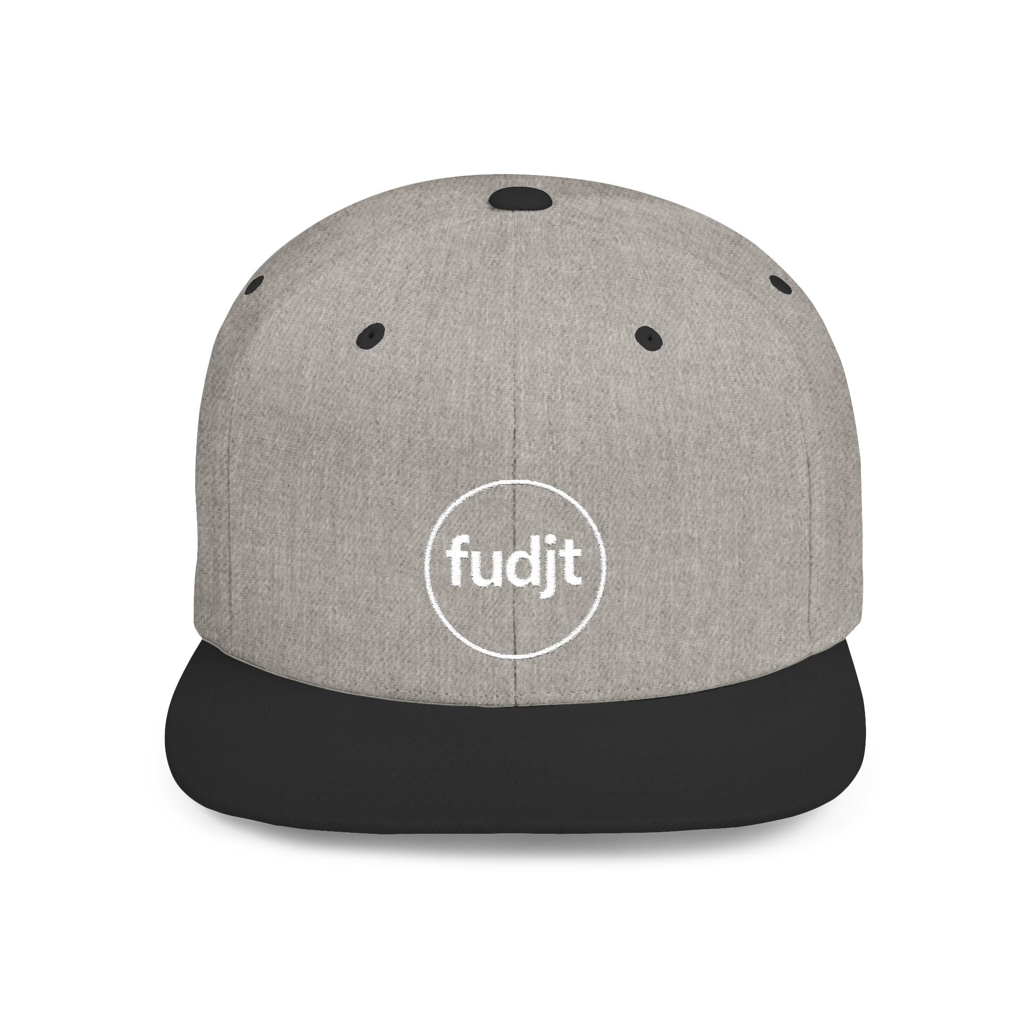 fudjt Circle Flat Bill Snapback Hat | White Embroidery |  14 Colors
