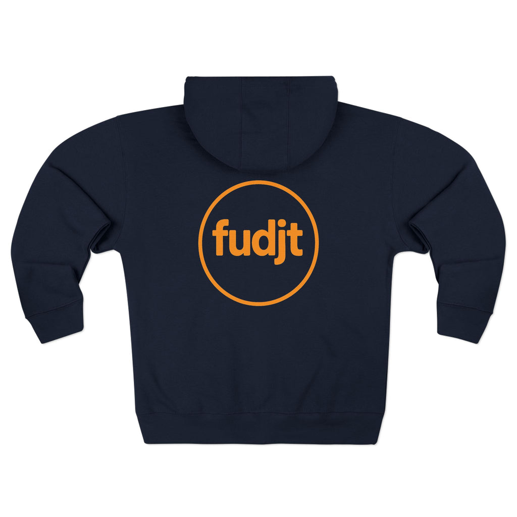 Orange fudjt Circle Zip Hoodie | Front & Back Graphic | 8 Colors