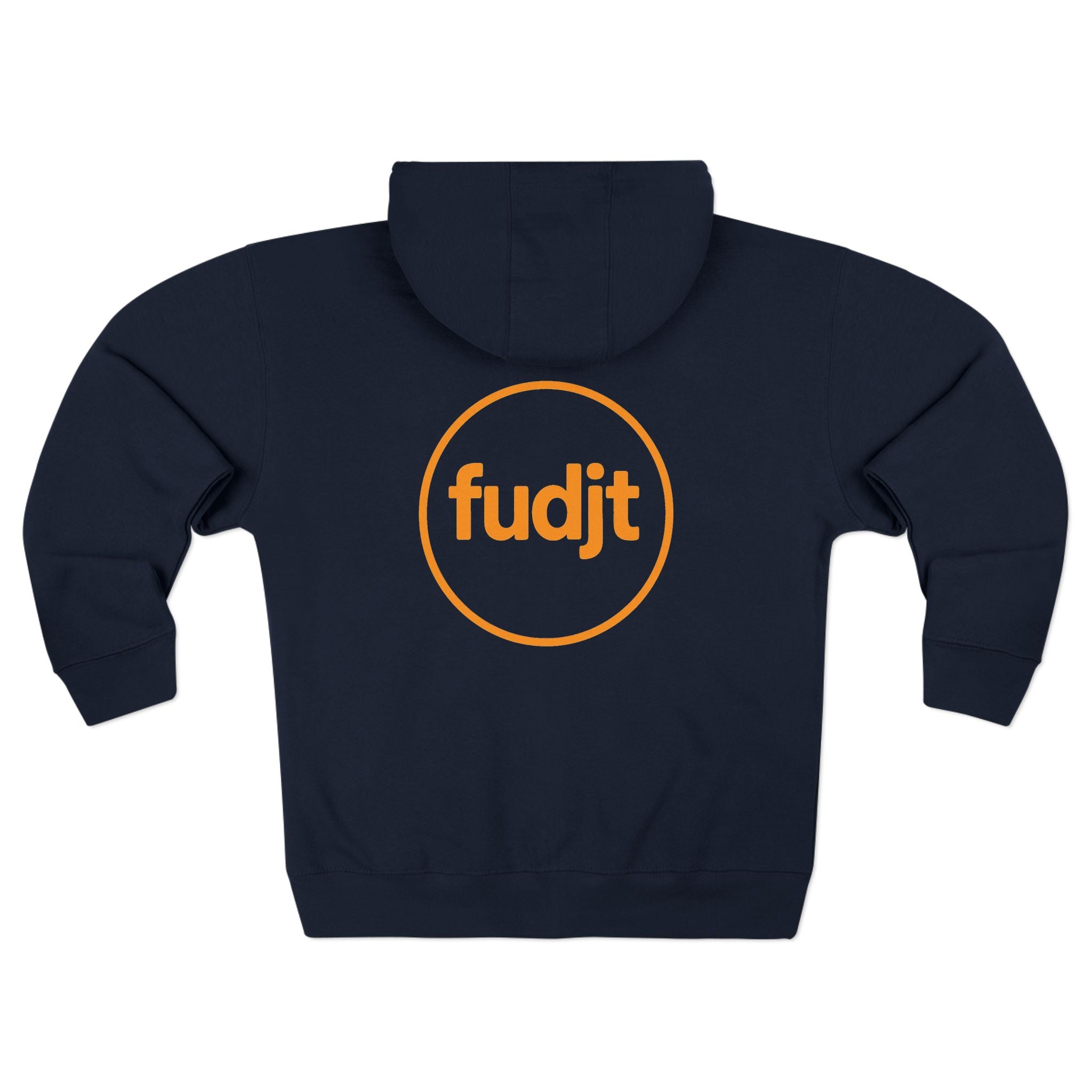 Orange fudjt Circle Zip Hoodie | Front & Back Graphic | 8 Colors