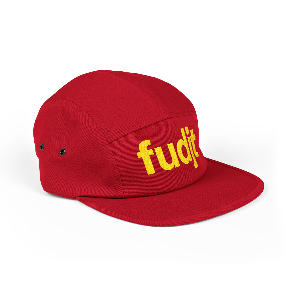 Embroidered 5 Panel Cap - Gold fudjt Logo - 7 Colors