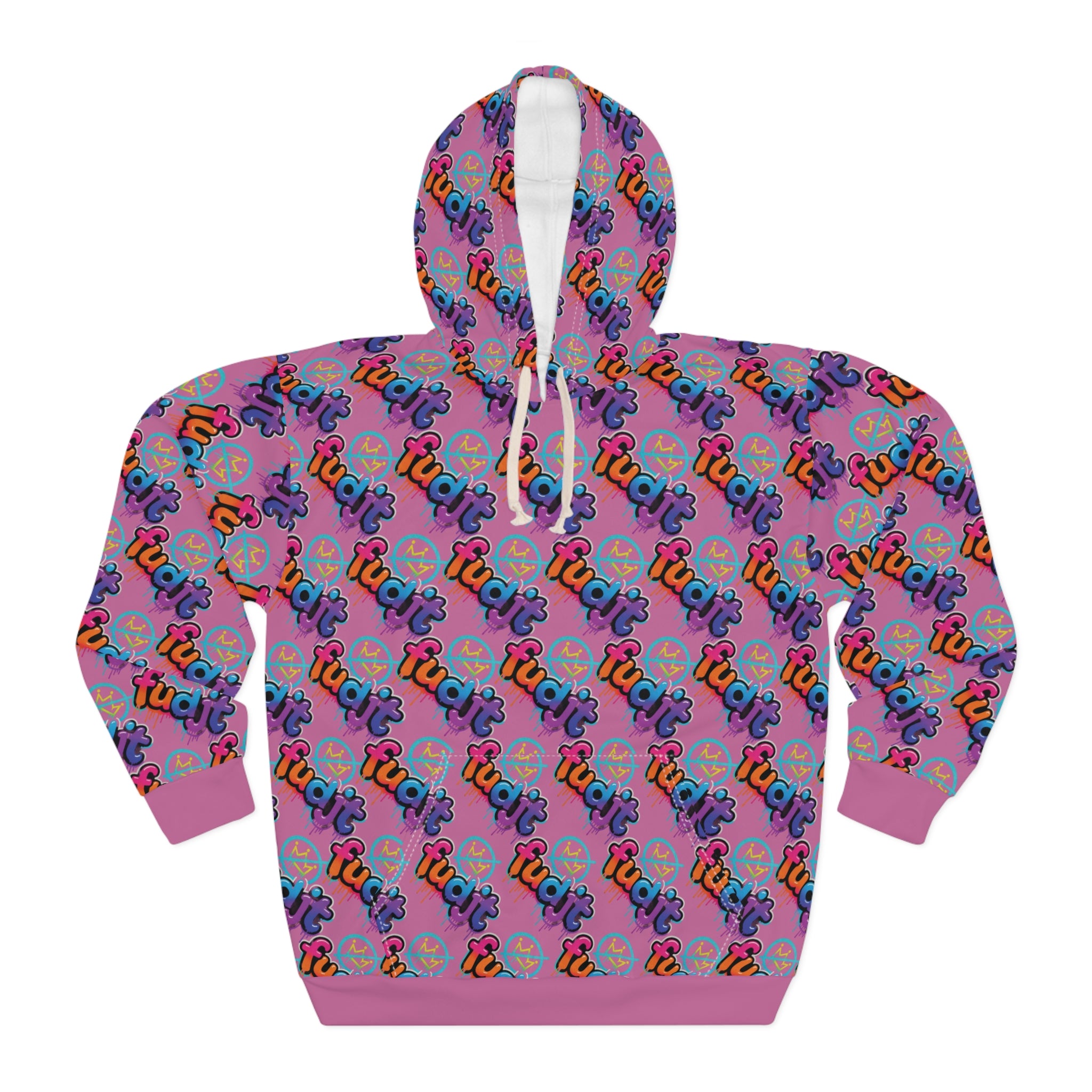 fudjt No Kings Clown Town Hoodie | All Over Light Pink Stagger Lee 5-45